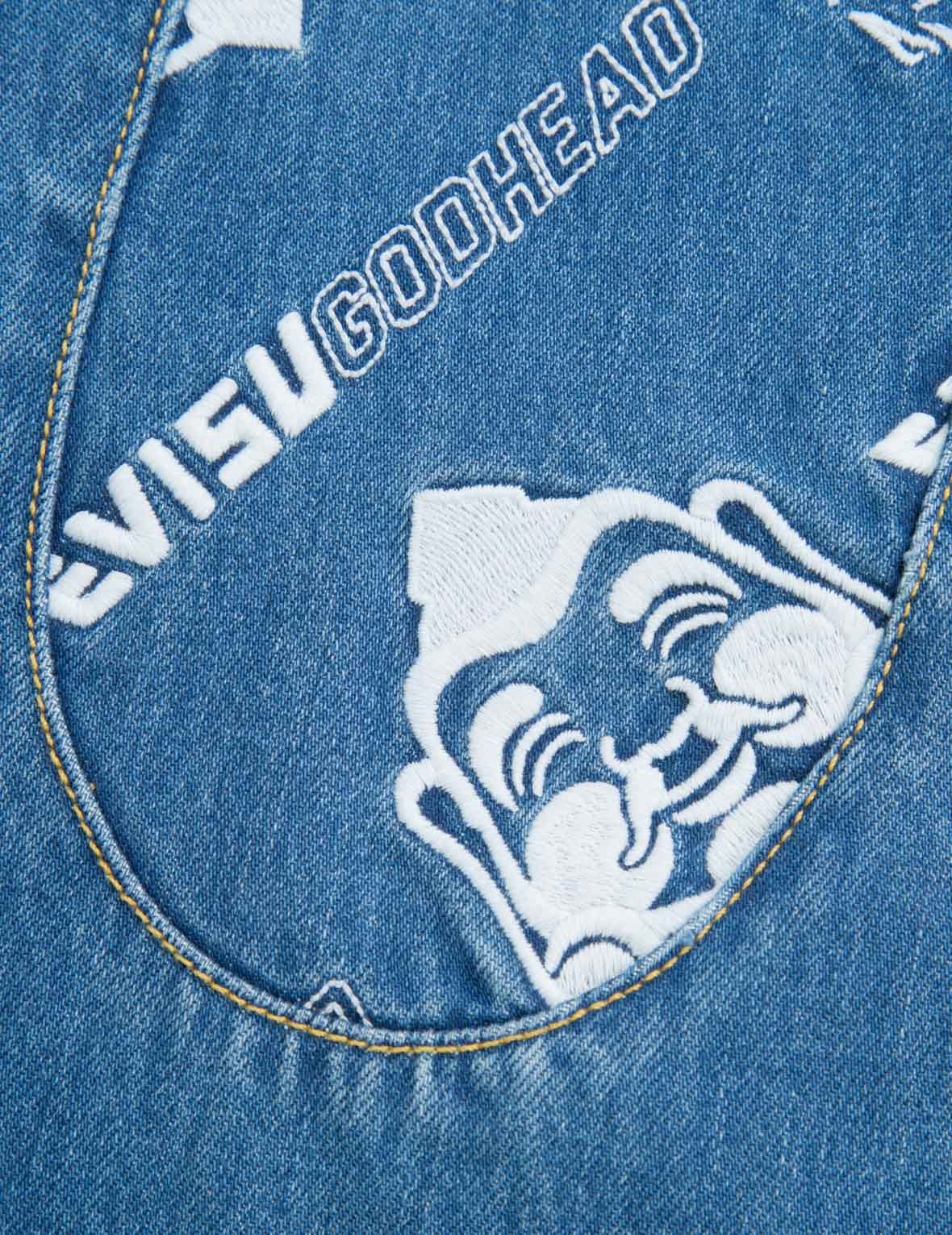 GODHEAD AND LOGO EMBROIDERY DAICOCK INSERT DENIM JOGGER PANTS - 10