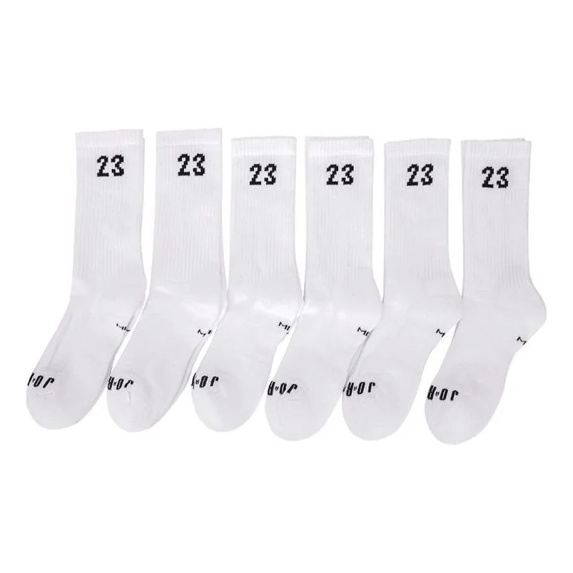 Air Jordan Solid Color Numeric Athleisure Casual Sports Socks Couple Style 6 White DH4287-100 - 1