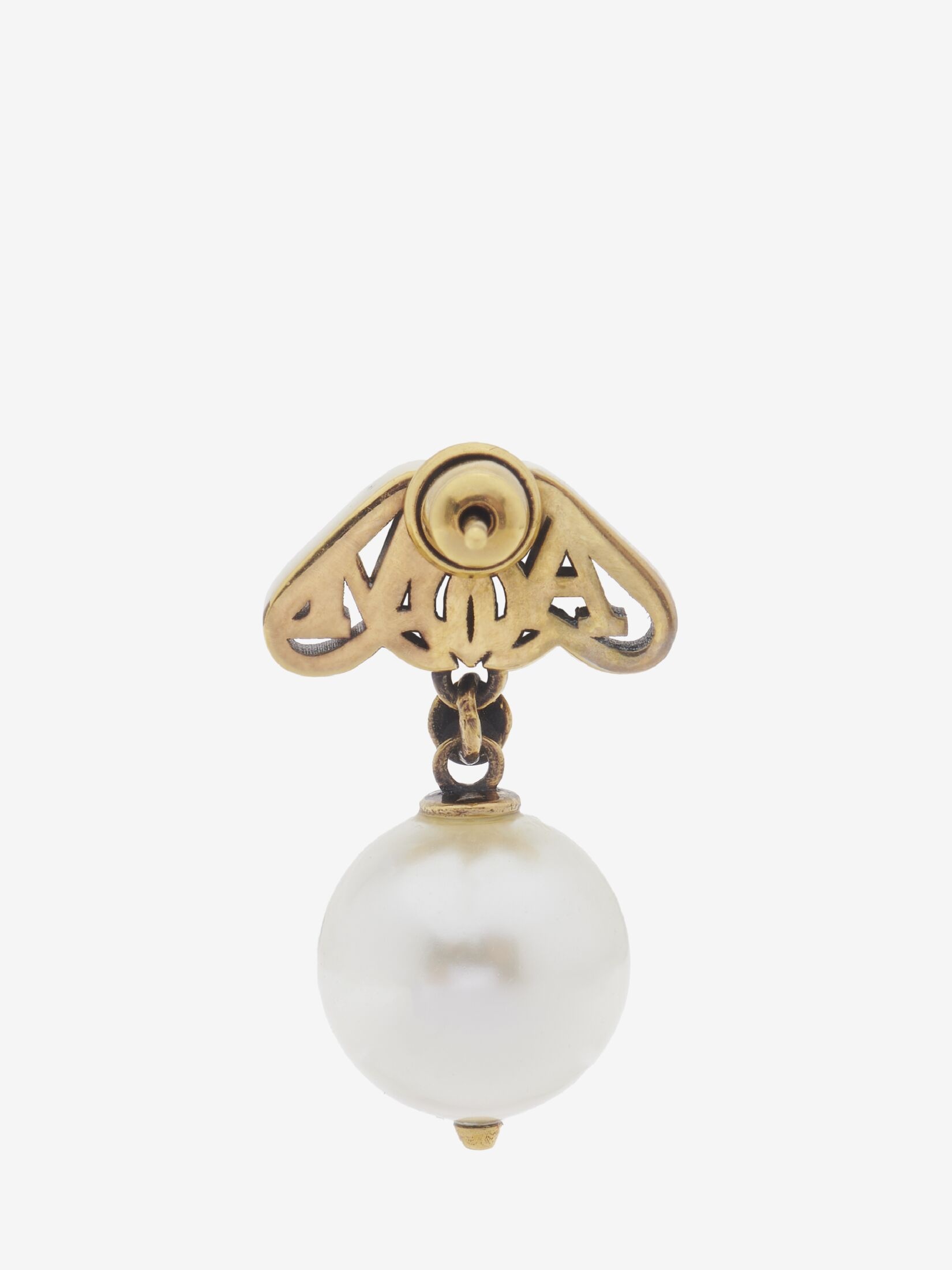 Women's Seal Logo Pearl Earrings in Gold - 4