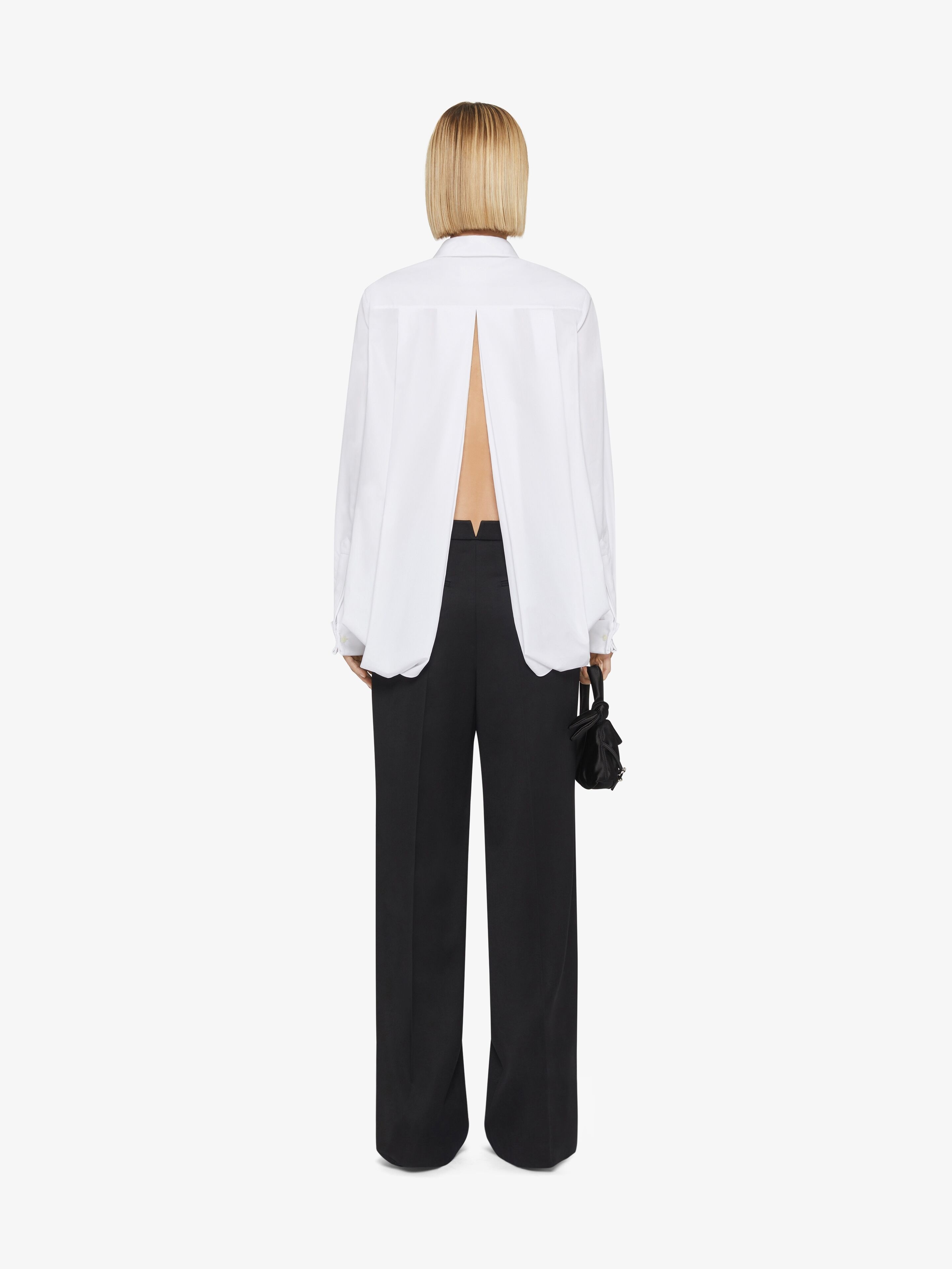 OVERSIZED SHIRT IN POPLIN WITH OPEN BACK - 4