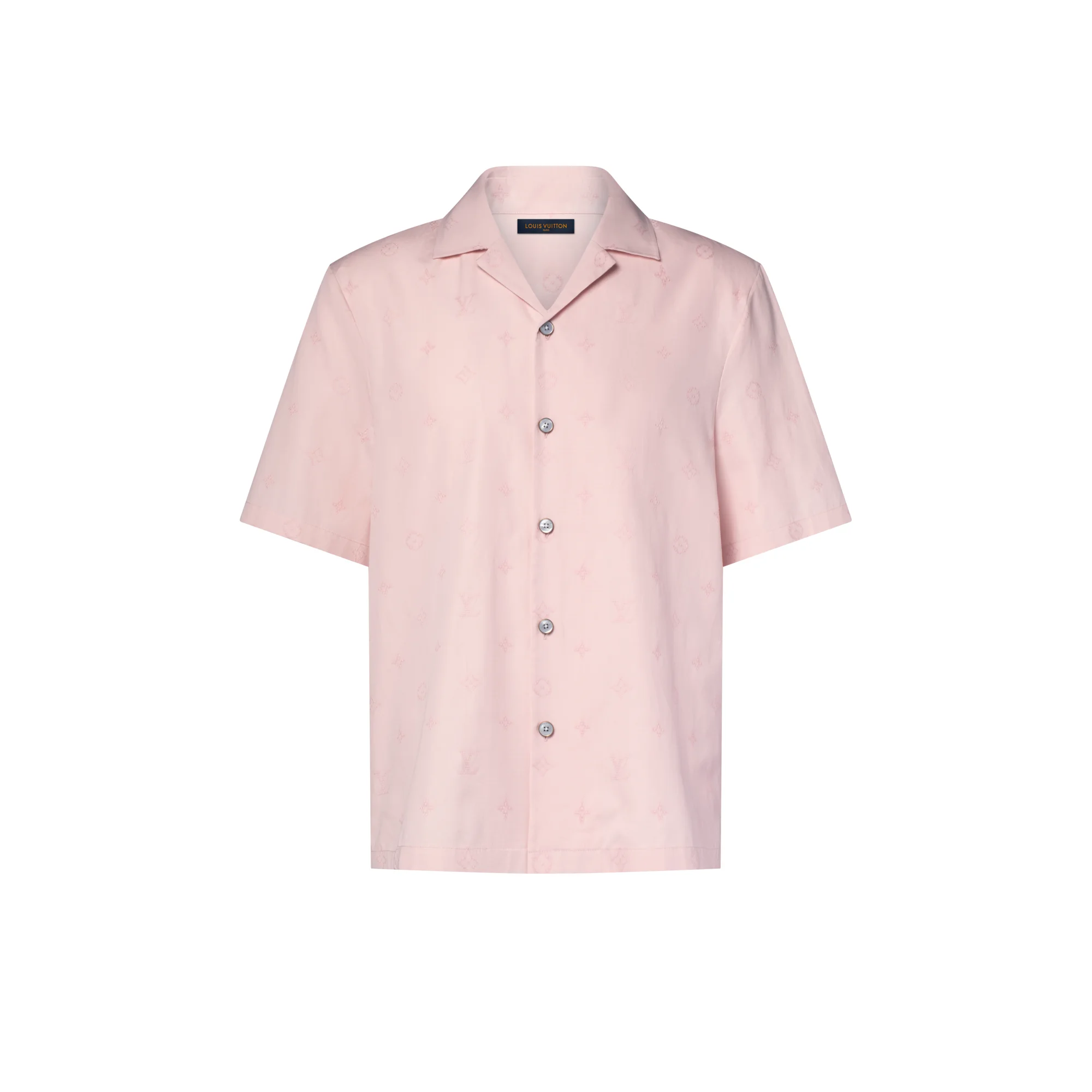 Embroidered Open Collar Short-Sleeved Shirt - 1