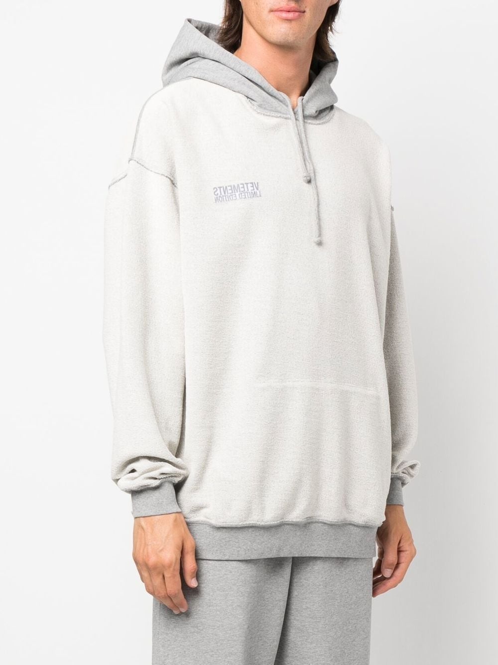 inside-out effect drawstring hoodie - 4