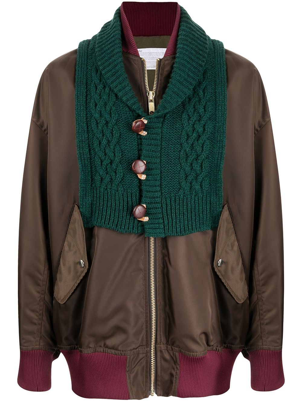 cable-knit panel jacket - 1