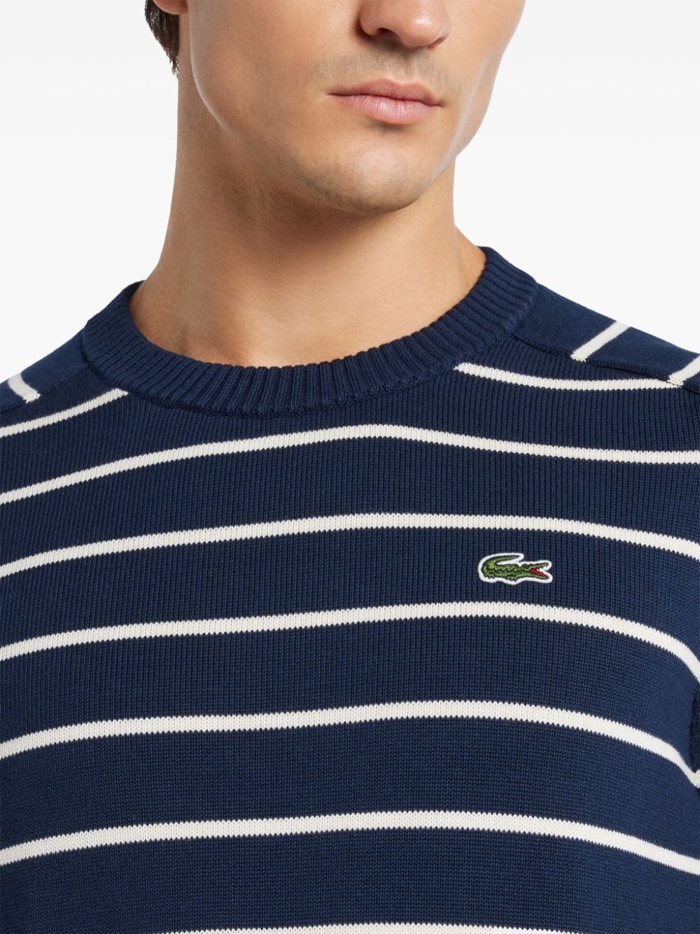 logo-patch striped cotton jumper - 5