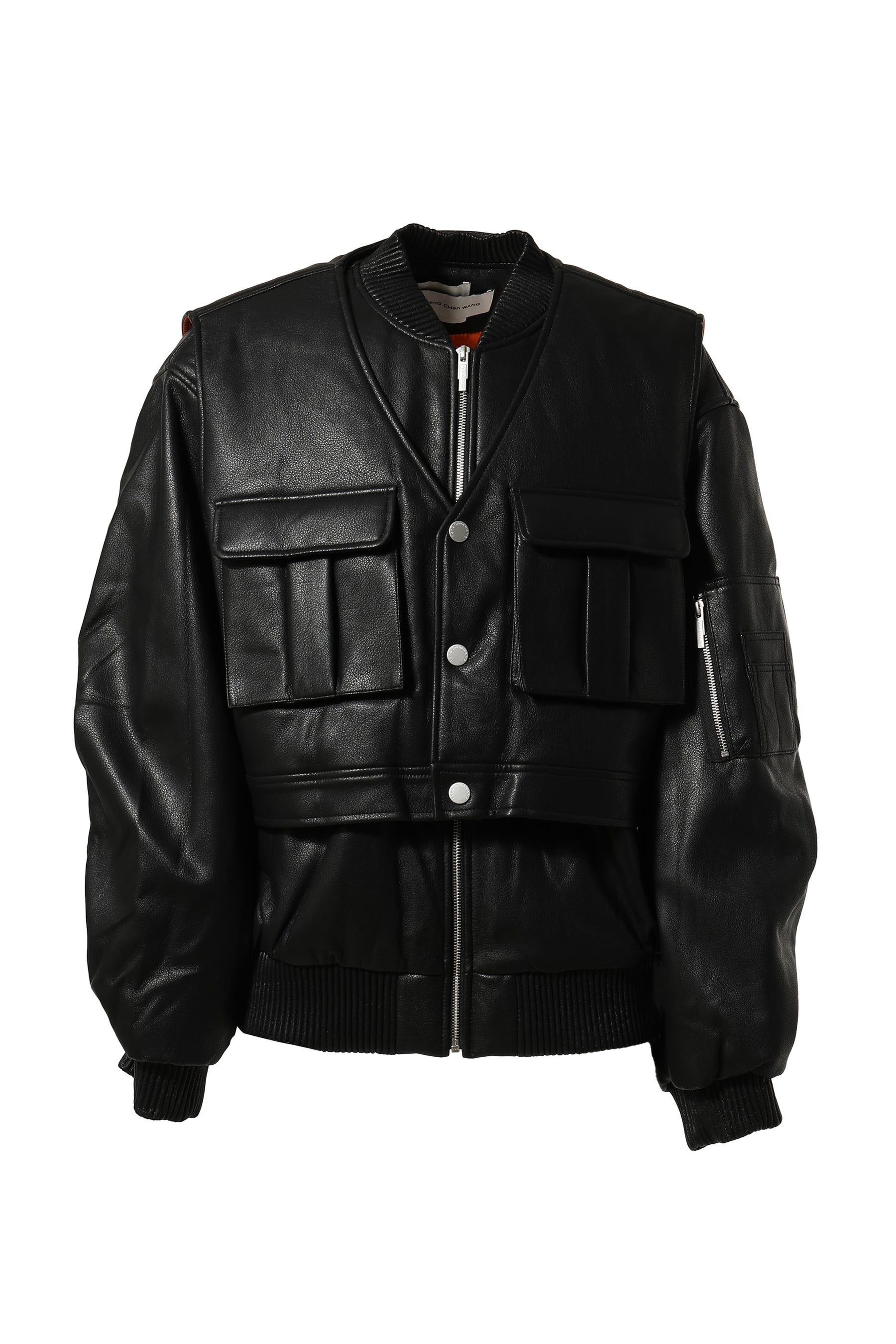 2 IN 1 BOMBER JACKET IN PU LEATHER / BLK - 1