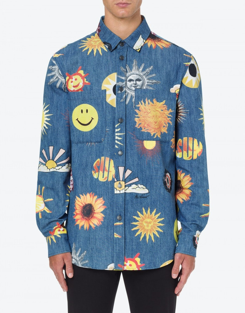 Moschino ALLOVER SUN SMILEY® PRINT CHAMBRAY SHIRT outlook