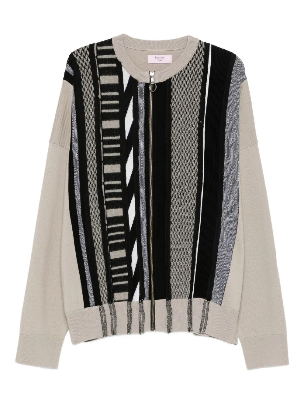 striped zip-up cardigan - 1