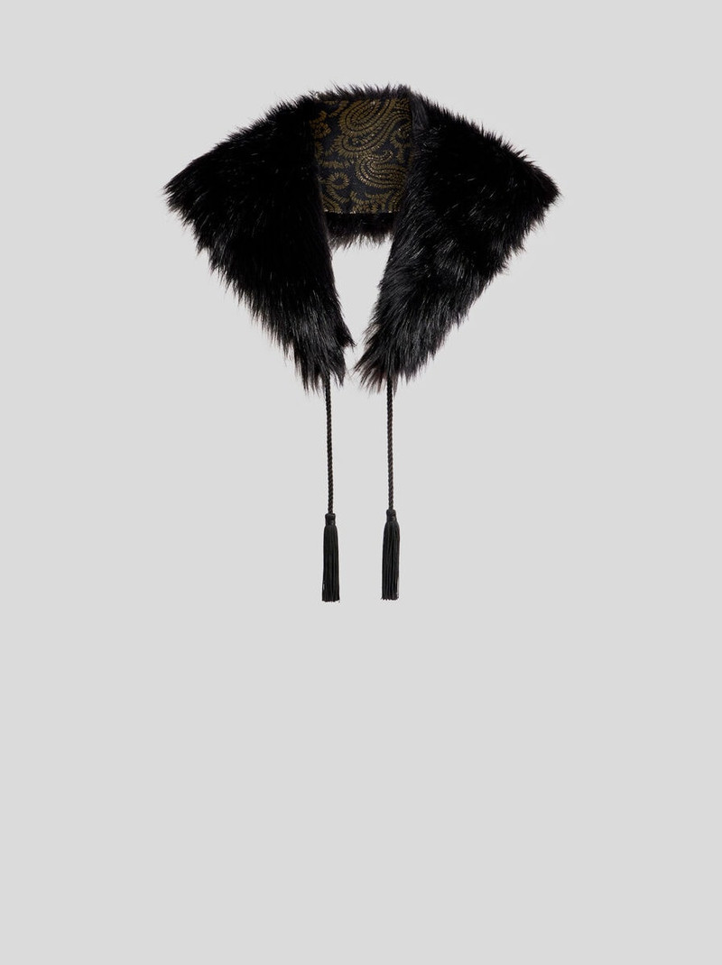 IMITATION-FUR COLLAR WITH METALLIC PAISLEY MOTIF 1