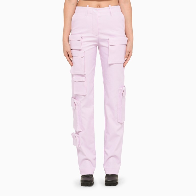 Lilac cotton cargo trousers - 1