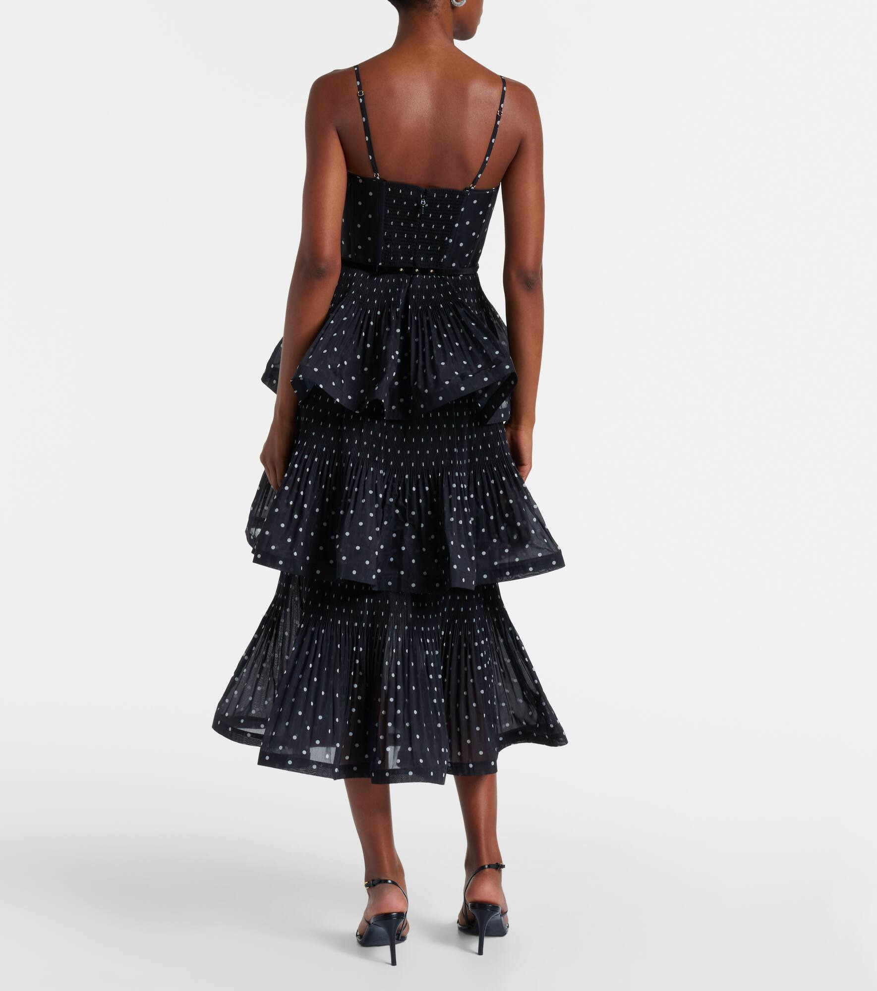 Polka-dot tiered midi dress - 3