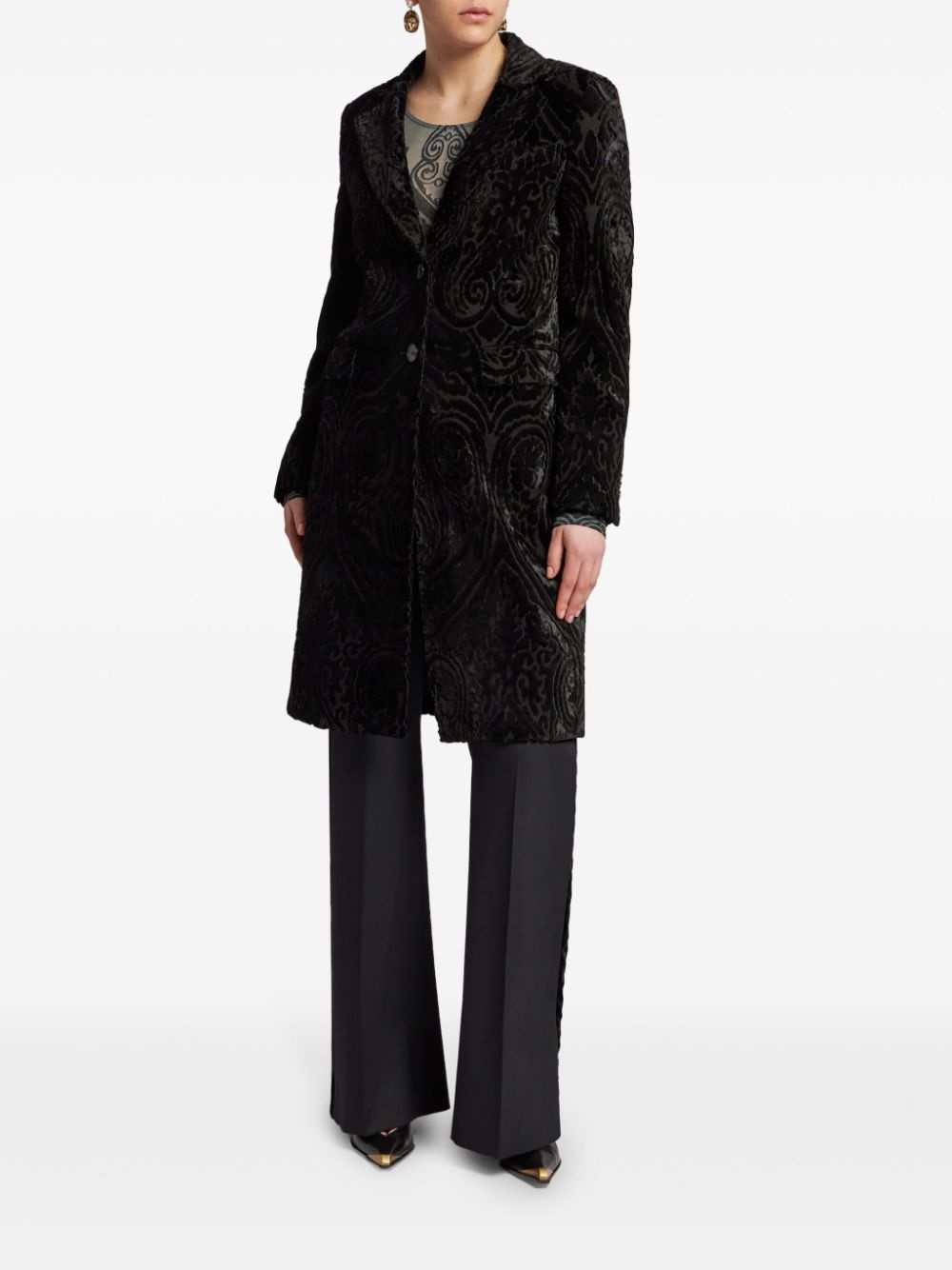 velvet jacquard coat - 3