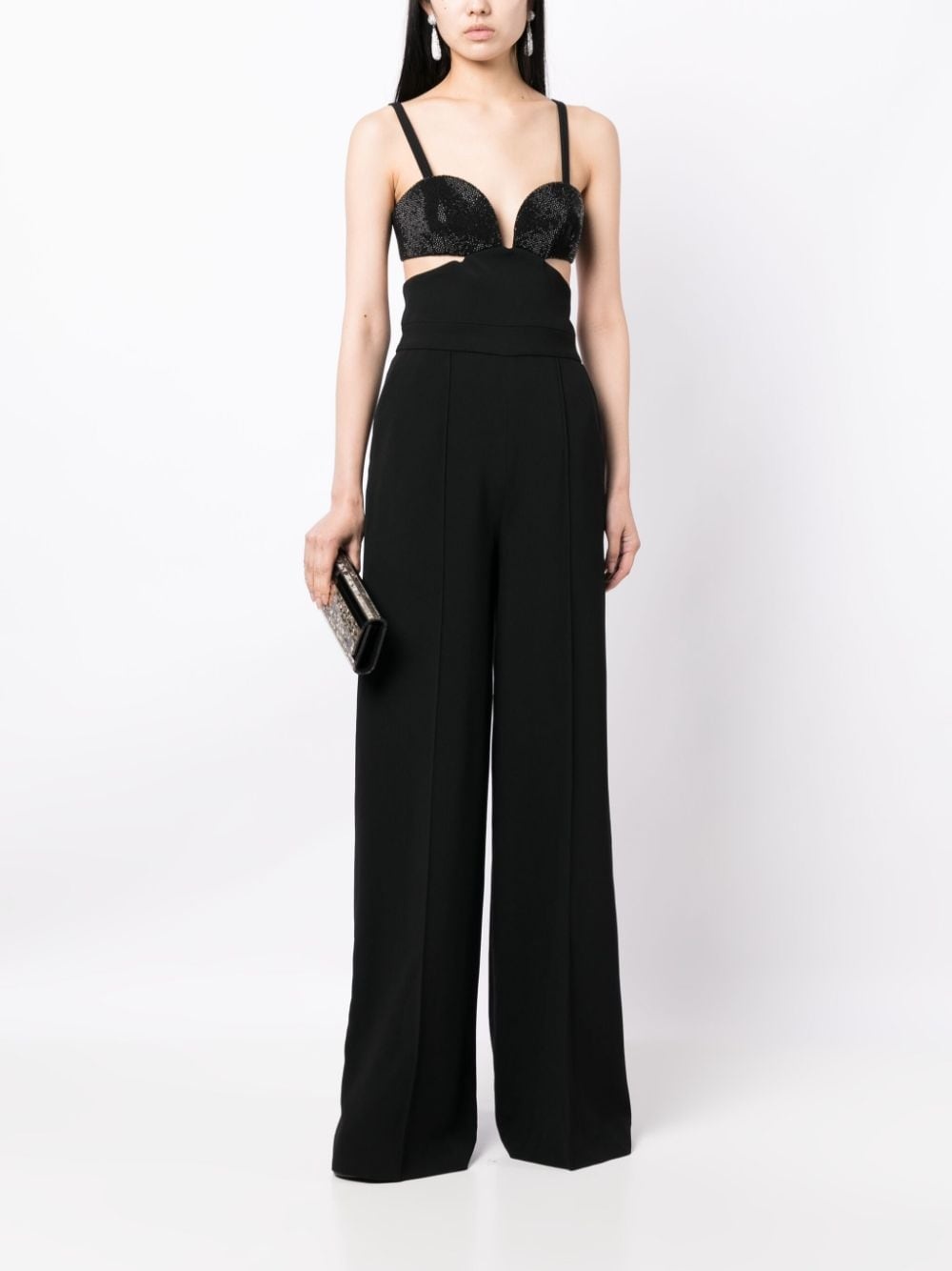 crystal-embellished cut-out detailing jumpsuit - 2