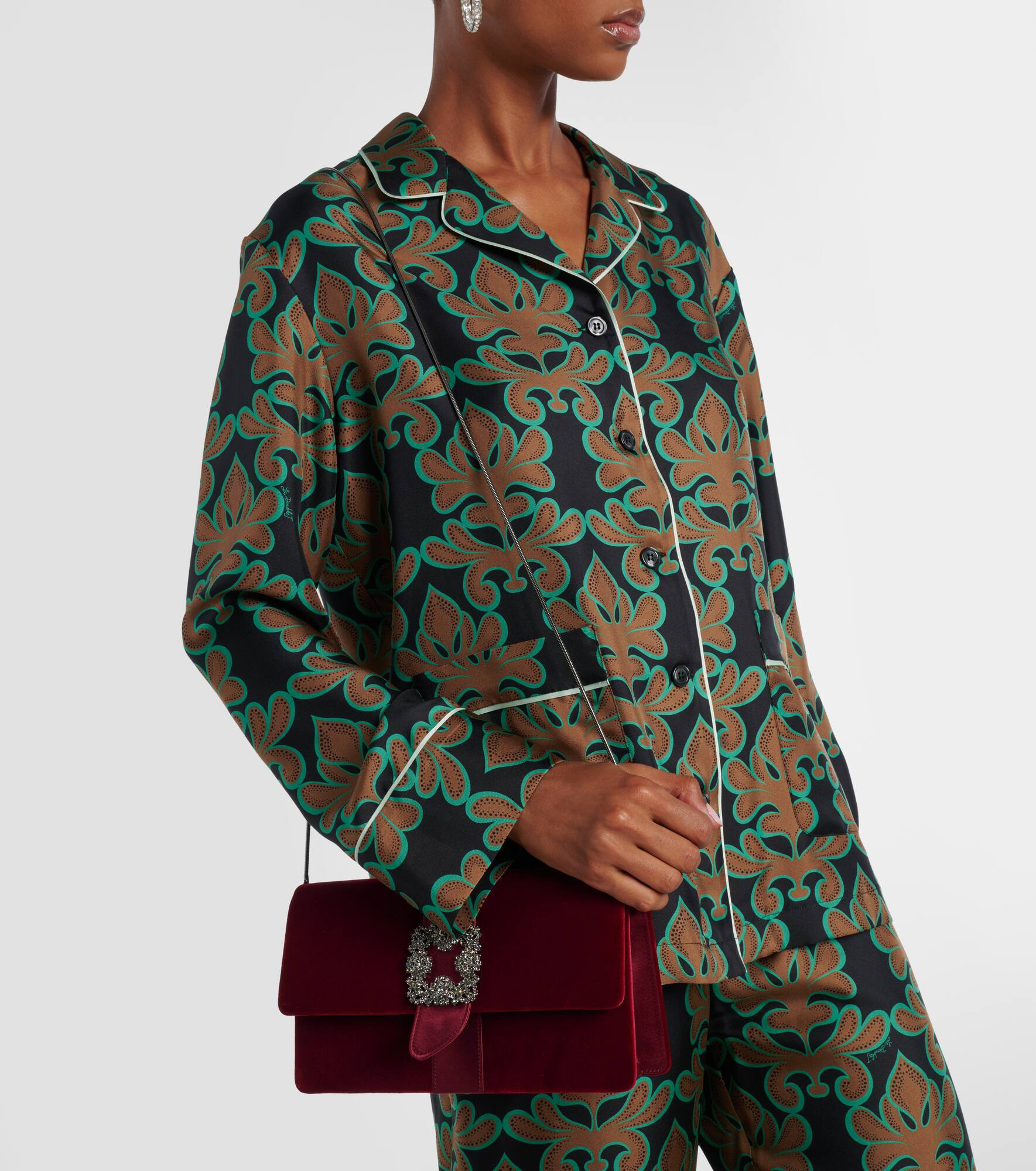 Capri embellished velvet clutch - 6