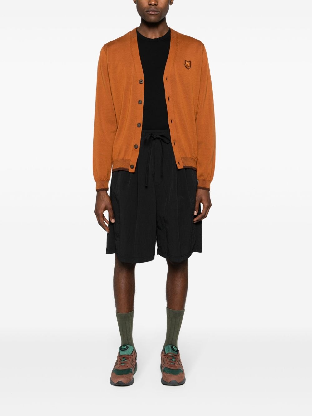 logo-patch cotton cardigan - 2