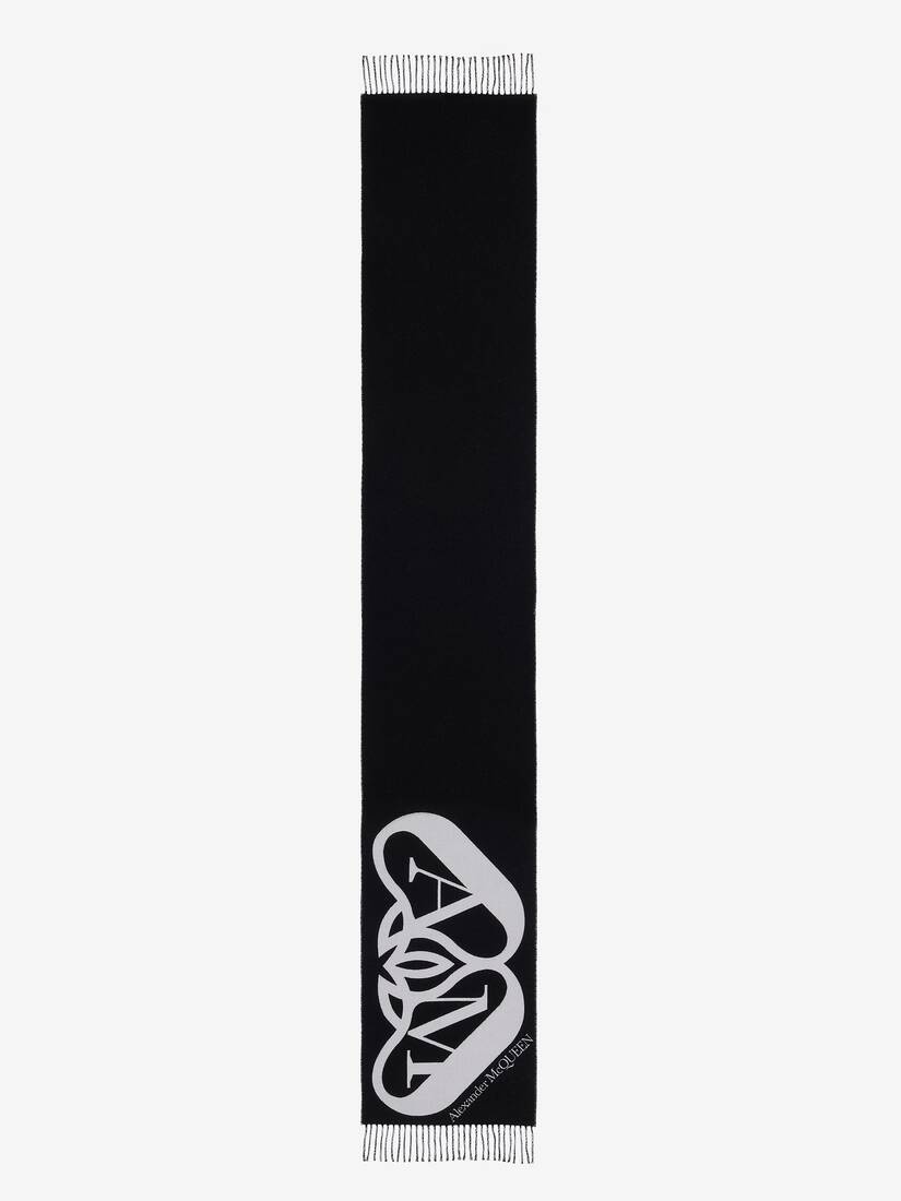 Women's Half Seal Logo Scarf in Black/ivory - 1