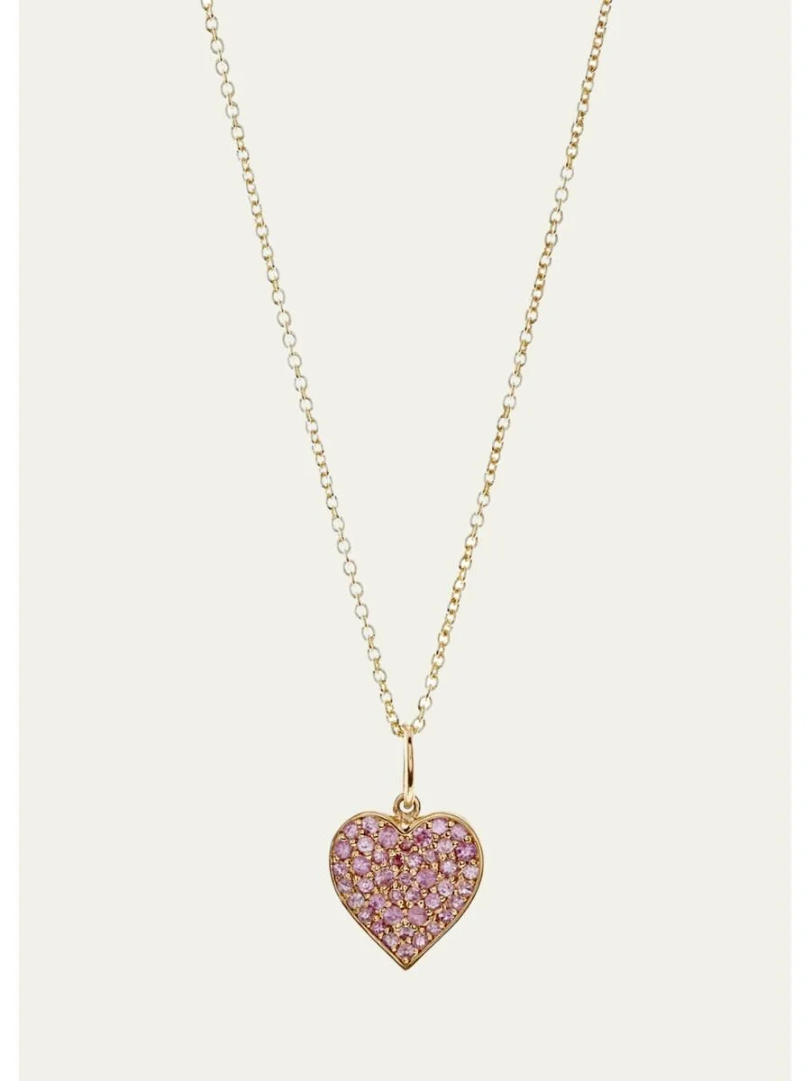 Anniversary Pink Sapphire Heart Pendant Necklace - 1