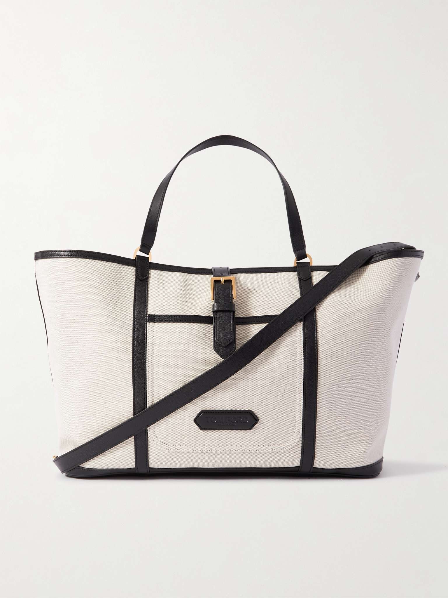 Leather-Trimmed Canvas Tote Bag - 1