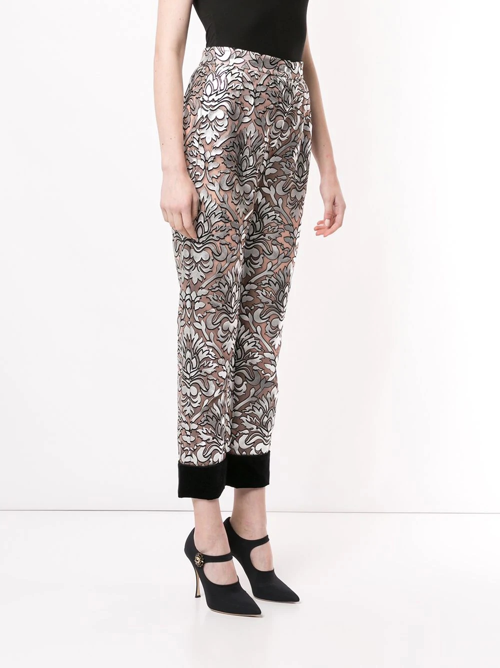 mesh-overlay cropped trousers - 3