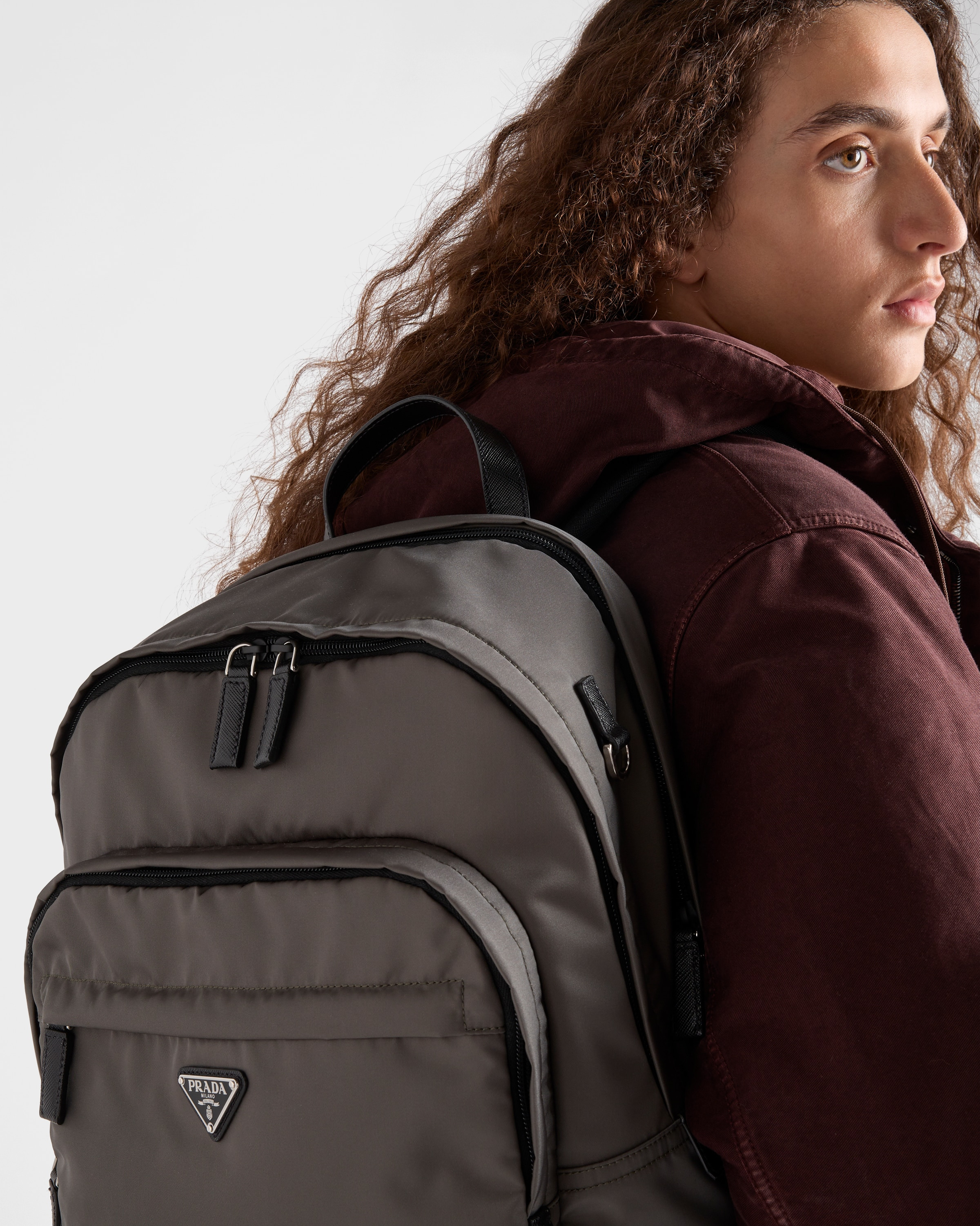 Re-Nylon and Saffiano leather backpack - 7
