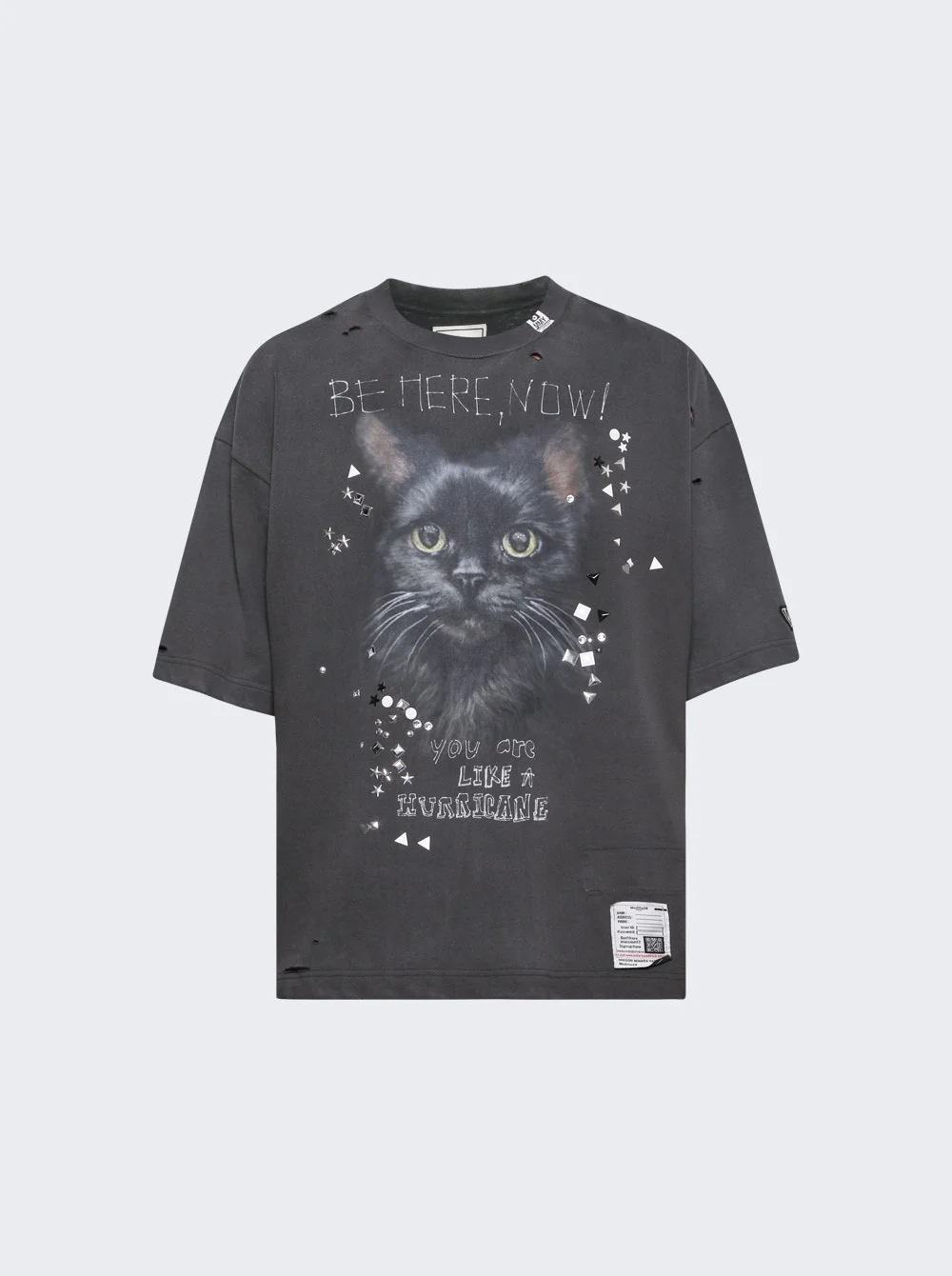 Embellished Distressed Tee Black - 1