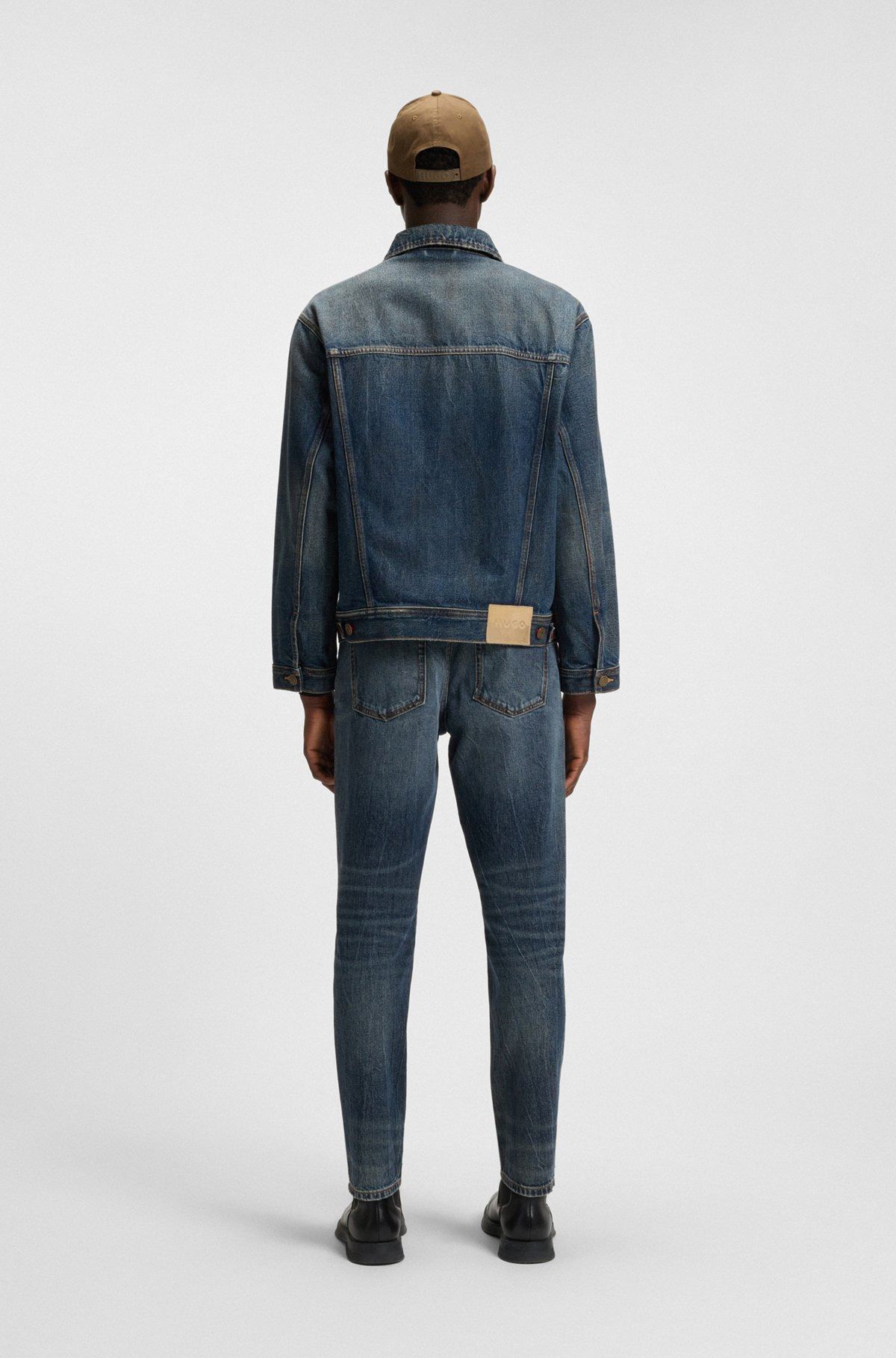 TAPERED-FIT JEANS IN BLUE STONEWASHED DENIM - 4