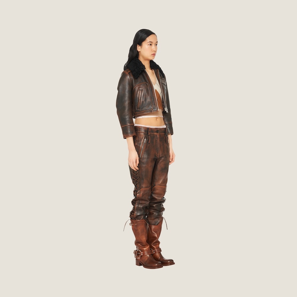 Miu Miu Vintage-look laced nappa leather pants | REVERSIBLE