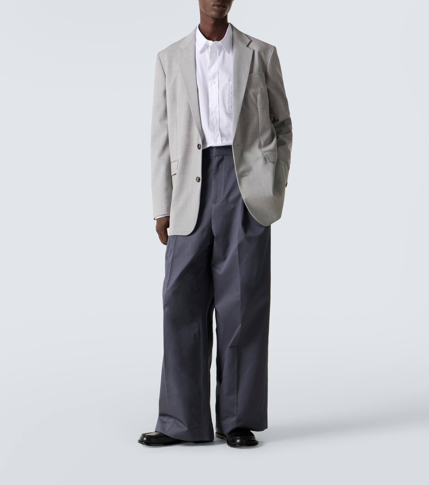 Pleated cotton wide-leg pants - 2