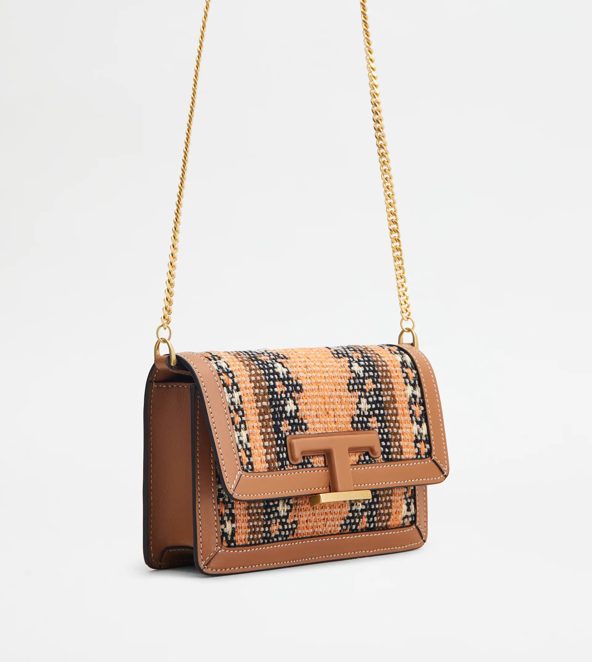 TIMELESS BELT BAG IN FABRIC AND LEATHER MICRO WITH METAL SHOULDER STRAP - BROWN, ORANGE, BEIGE - 3
