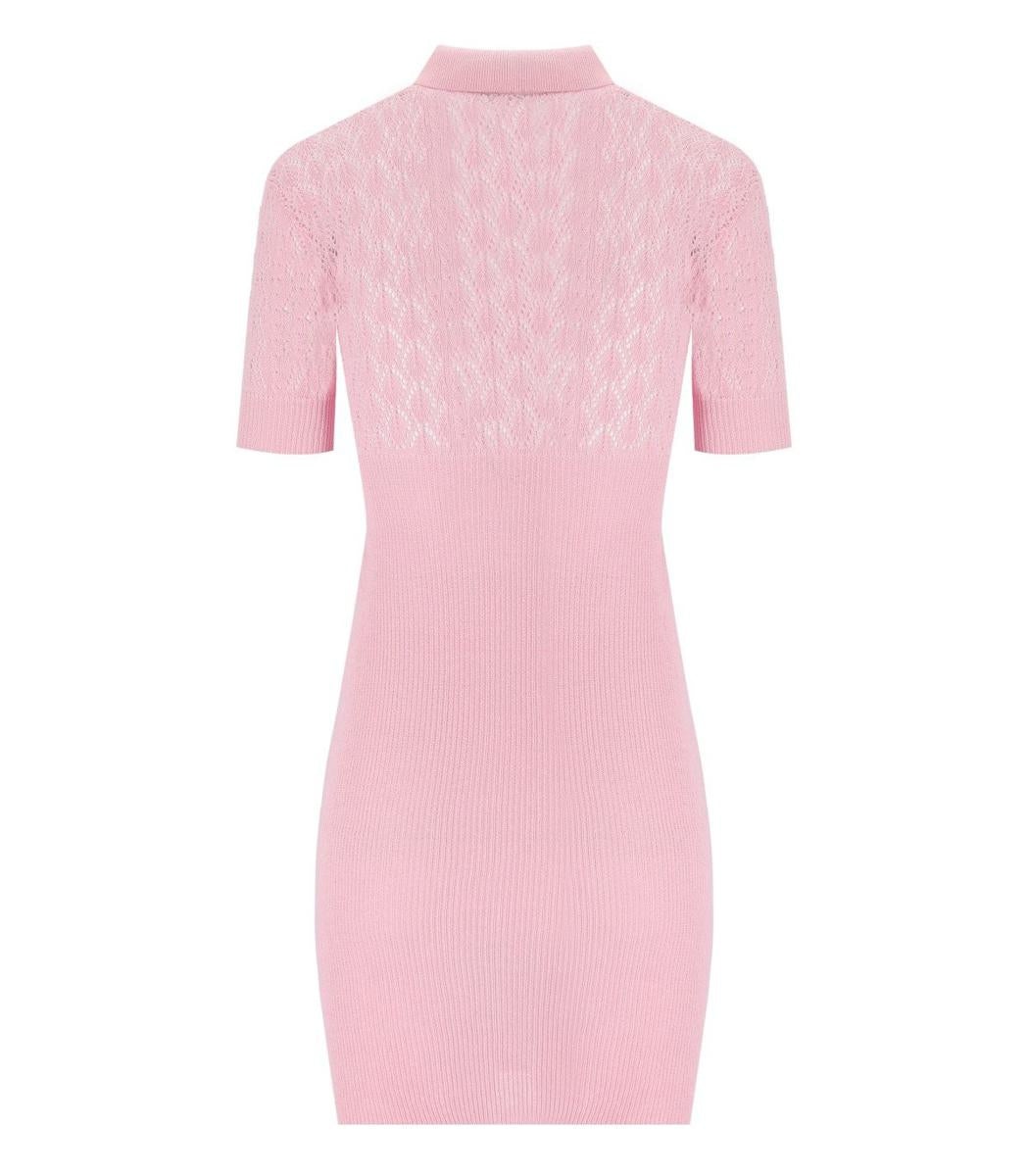 DSQUARED2 PINK OPENWORK KNITTED DRESS - 2