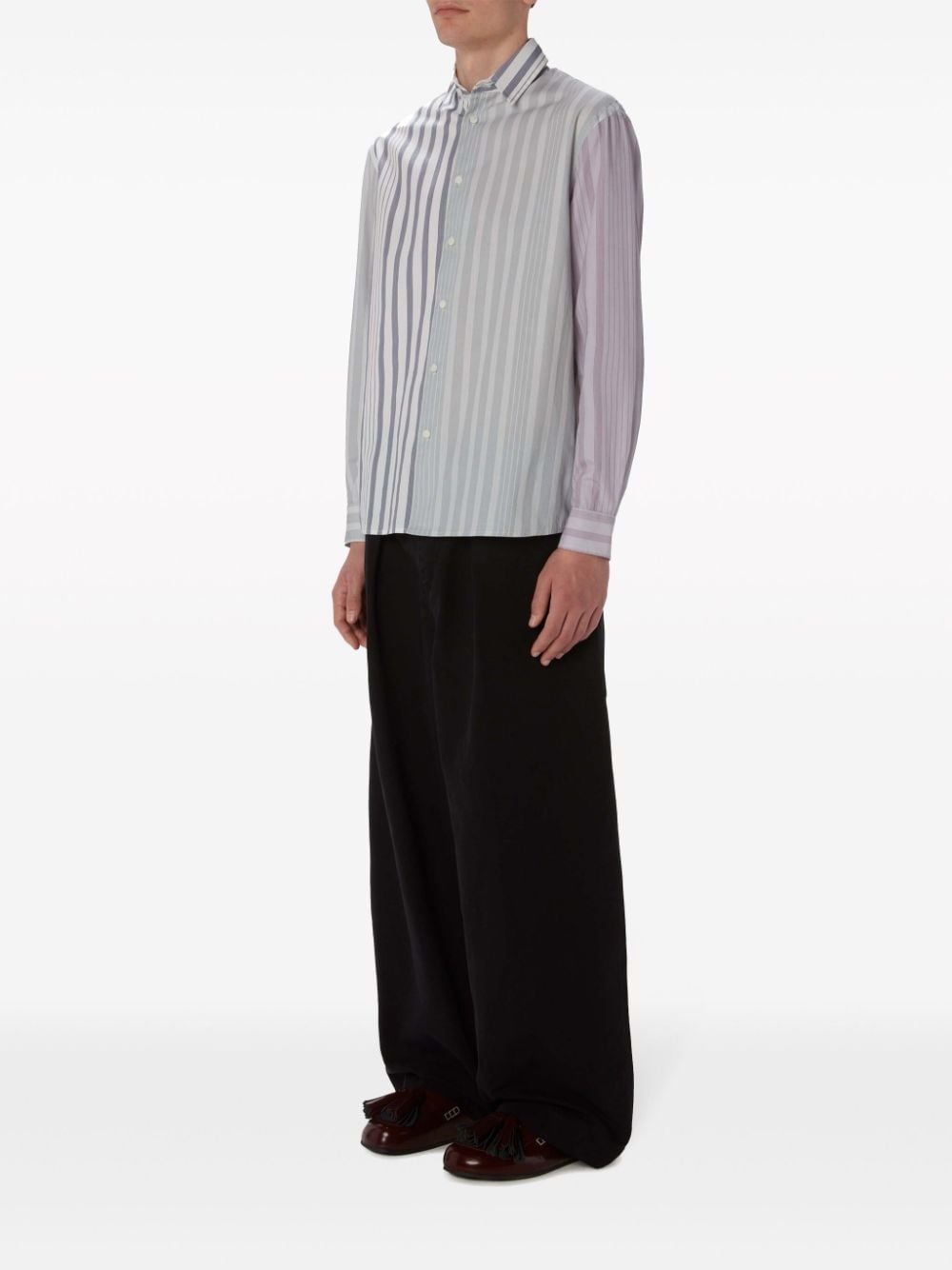 panelled stripe-print shirt - 2
