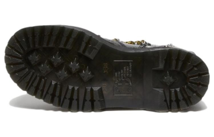 (WMNS) Dr. Martens Ghilana Max Distressed Patent Leather Platform Boots 'Black' 27788001 - 5