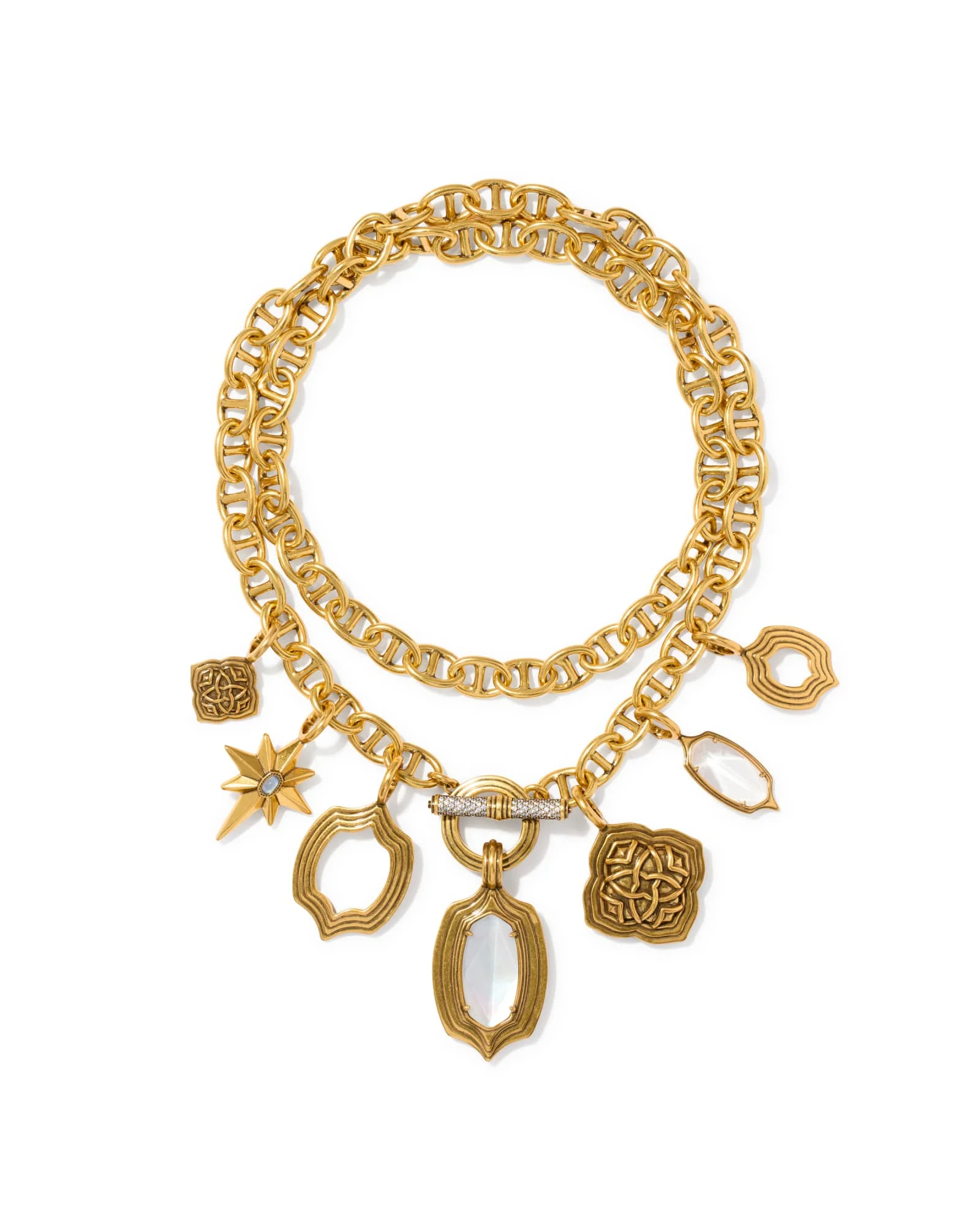Lilly Vintage Gold Statement Charm Necklace - 1