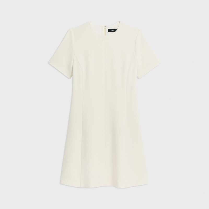 Flared Short-Sleeve Dress in Admiral Crepe 1