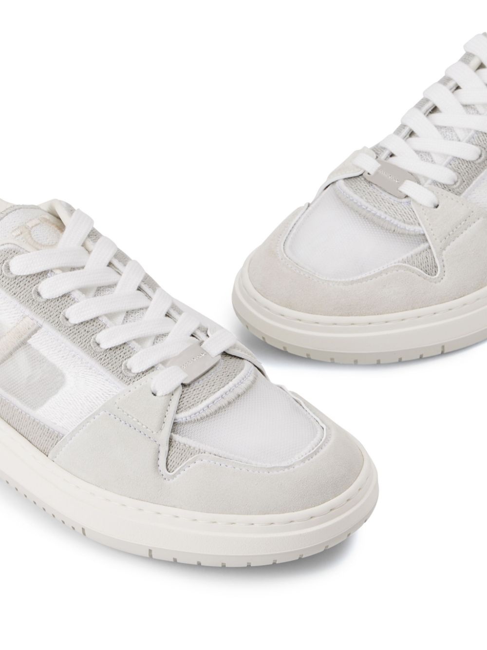 Mesh suede lace-up sneakers - 4