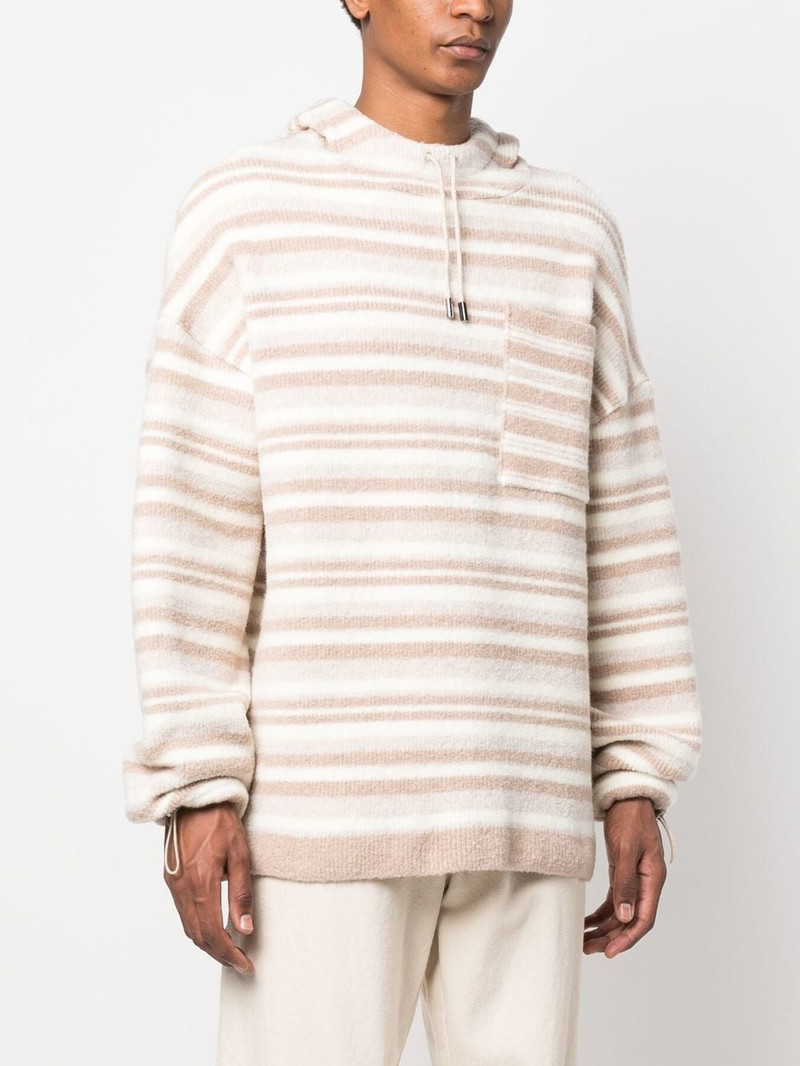 striped-pattern oversized knitted hoodie 3