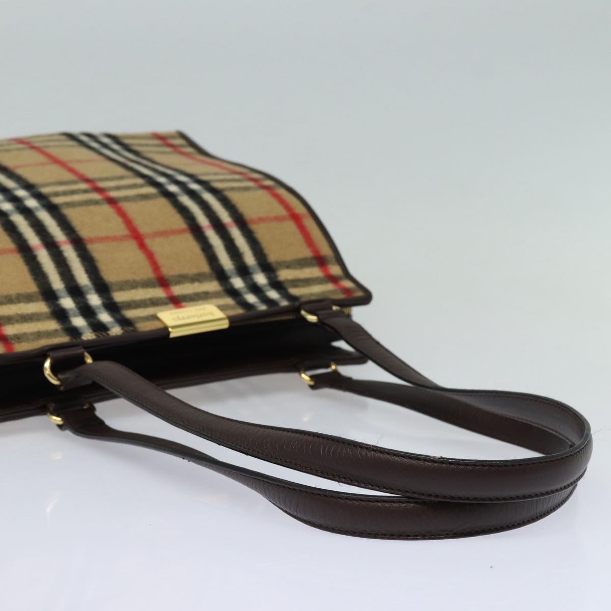 Burberry Nova Check Shoulder Bag Wool Beige Gold - 7