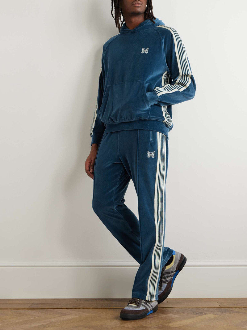 NEEDLES Webbing-Trimmed Logo-Embroidered Cotton-Blend Velour Hoodie outlook