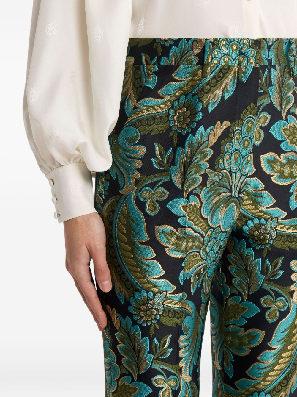 floral-bee jacquard trousers - 5