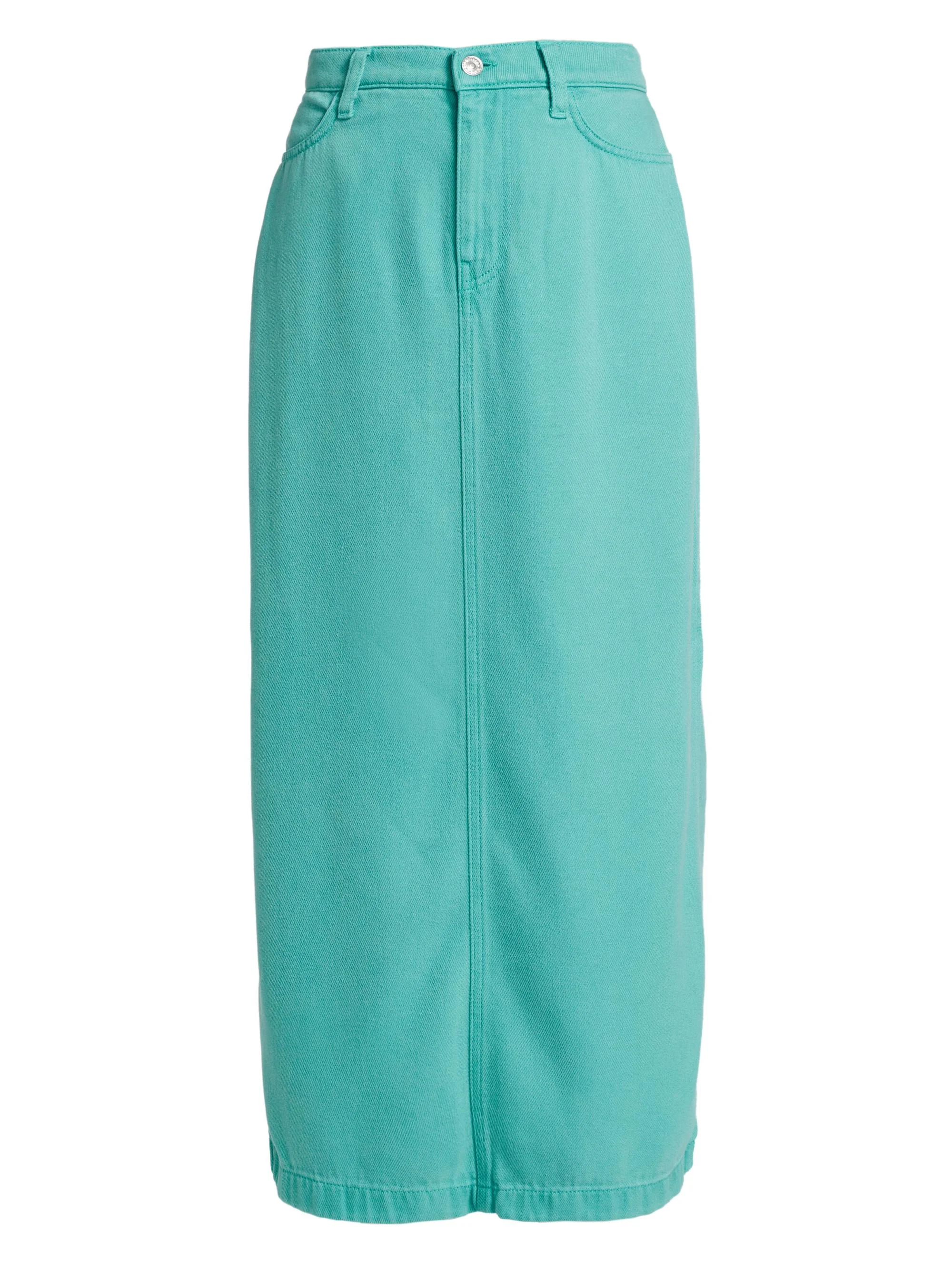 Women's Stretch Denim Midi-Skirt - Aqua - 1
