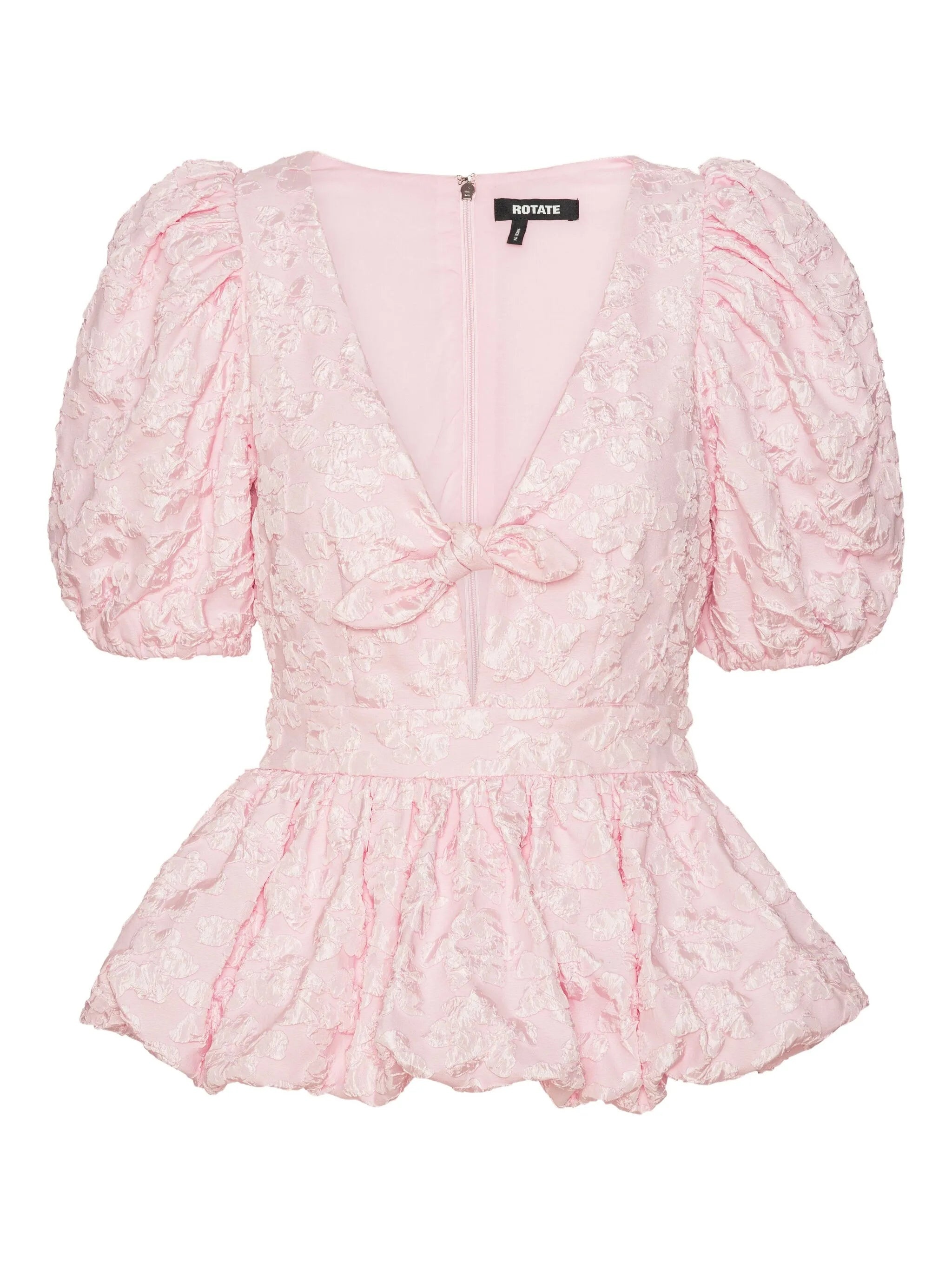 Rotate Puff-sleeve Jacquard Top - 1