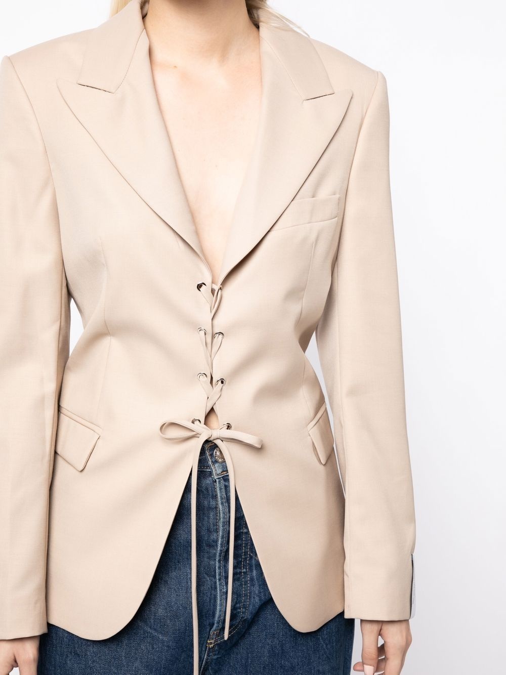 laced open back tailored blazer - 5