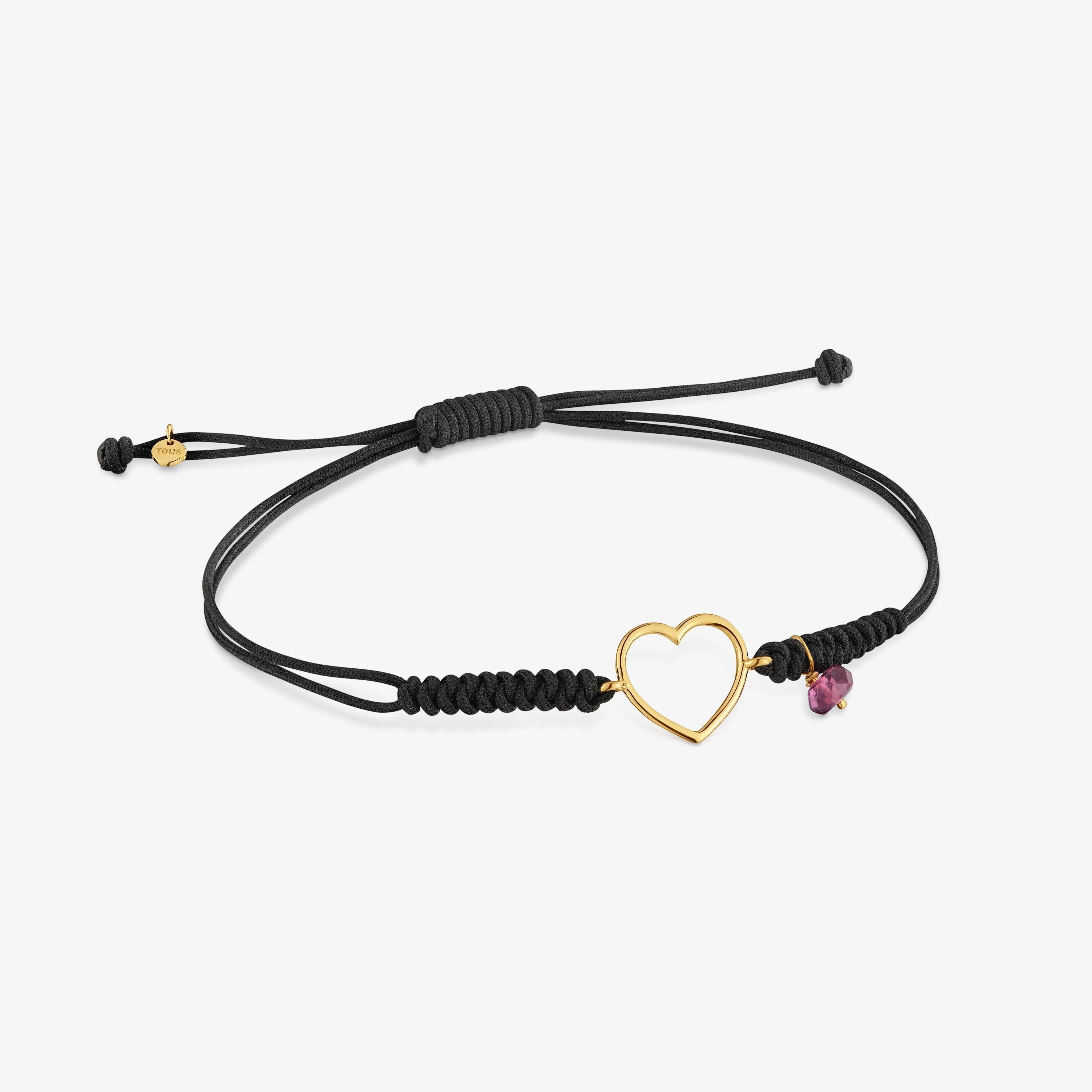 9kt gold, rhodolite and nylon Heart bracelet TOUS Silueta - 1