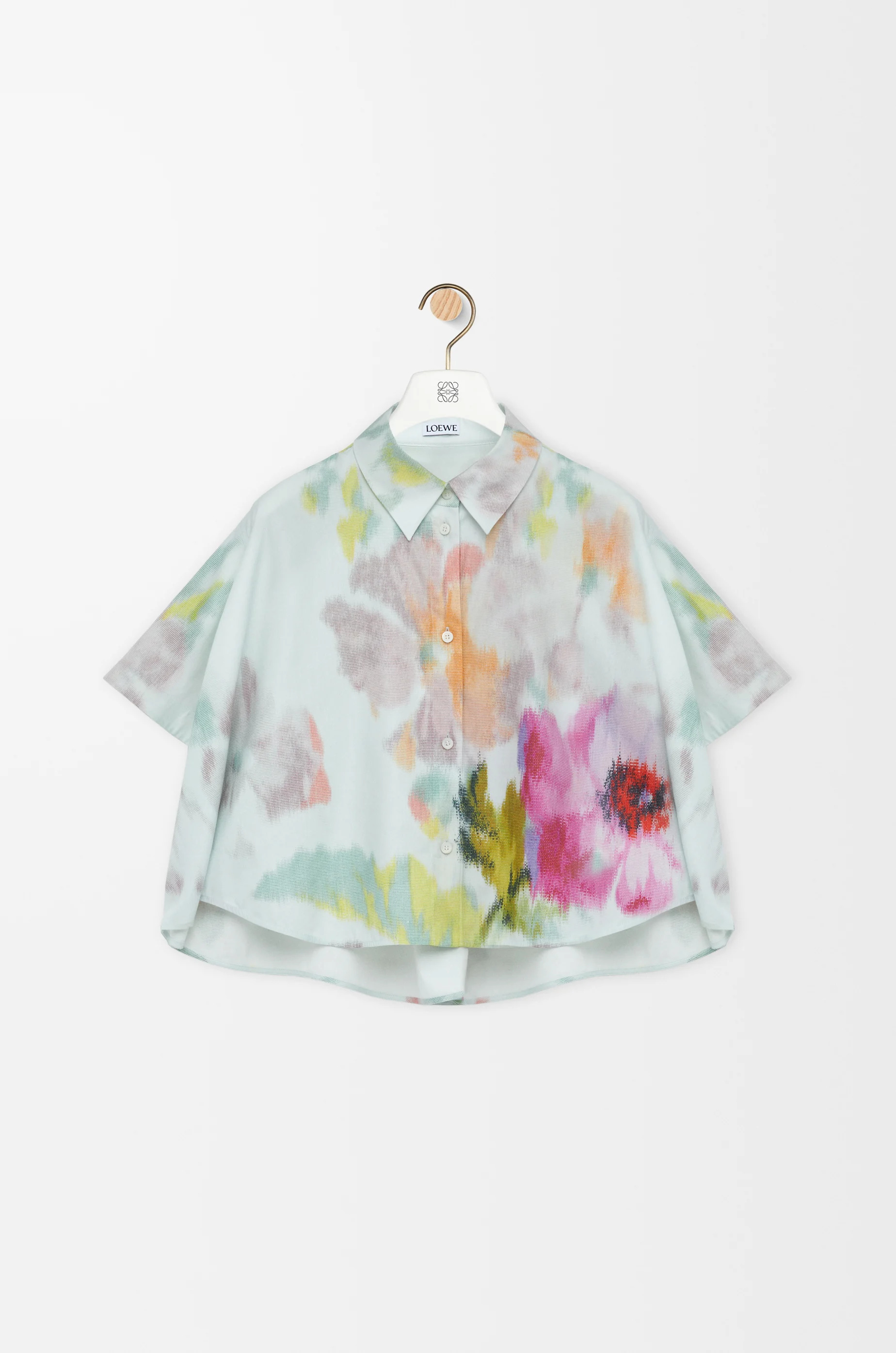 Short sleeve trapeze shirt in cotton and silk - 1