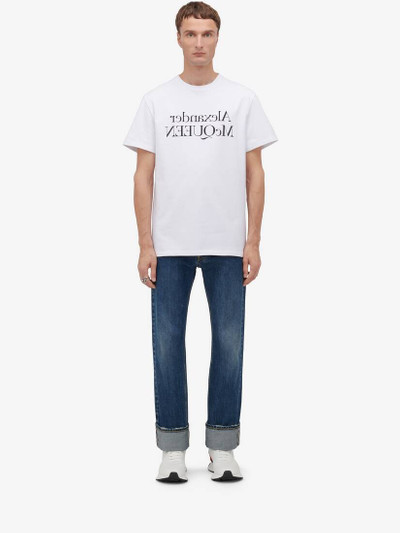 Alexander McQueen Men's Reflected Logo T-shirt in White/black outlook