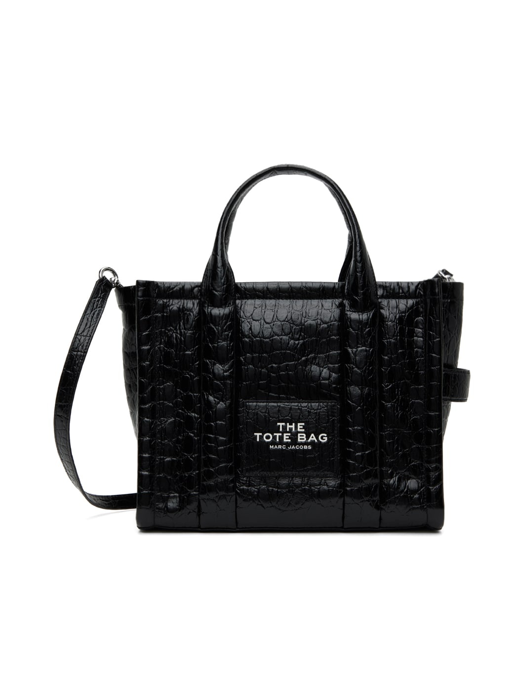 Black Small 'The Croc-Embossed' Tote - 1