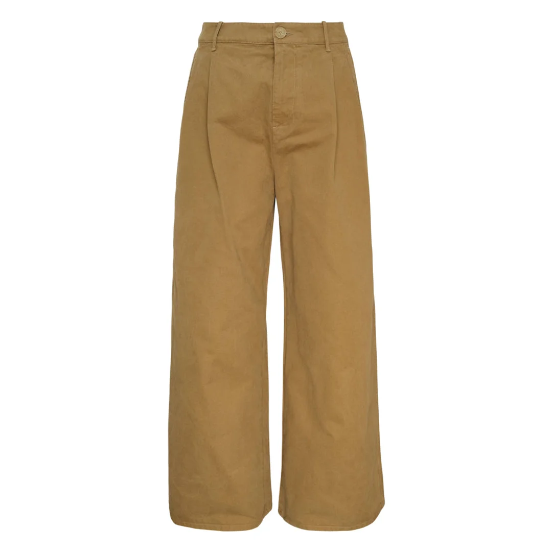 Wide Leg Cotton Trousers - 1