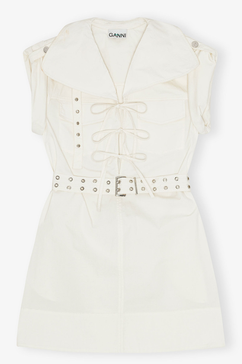 OFF-WHITE STRETCH COTTON MINI DRESS 1