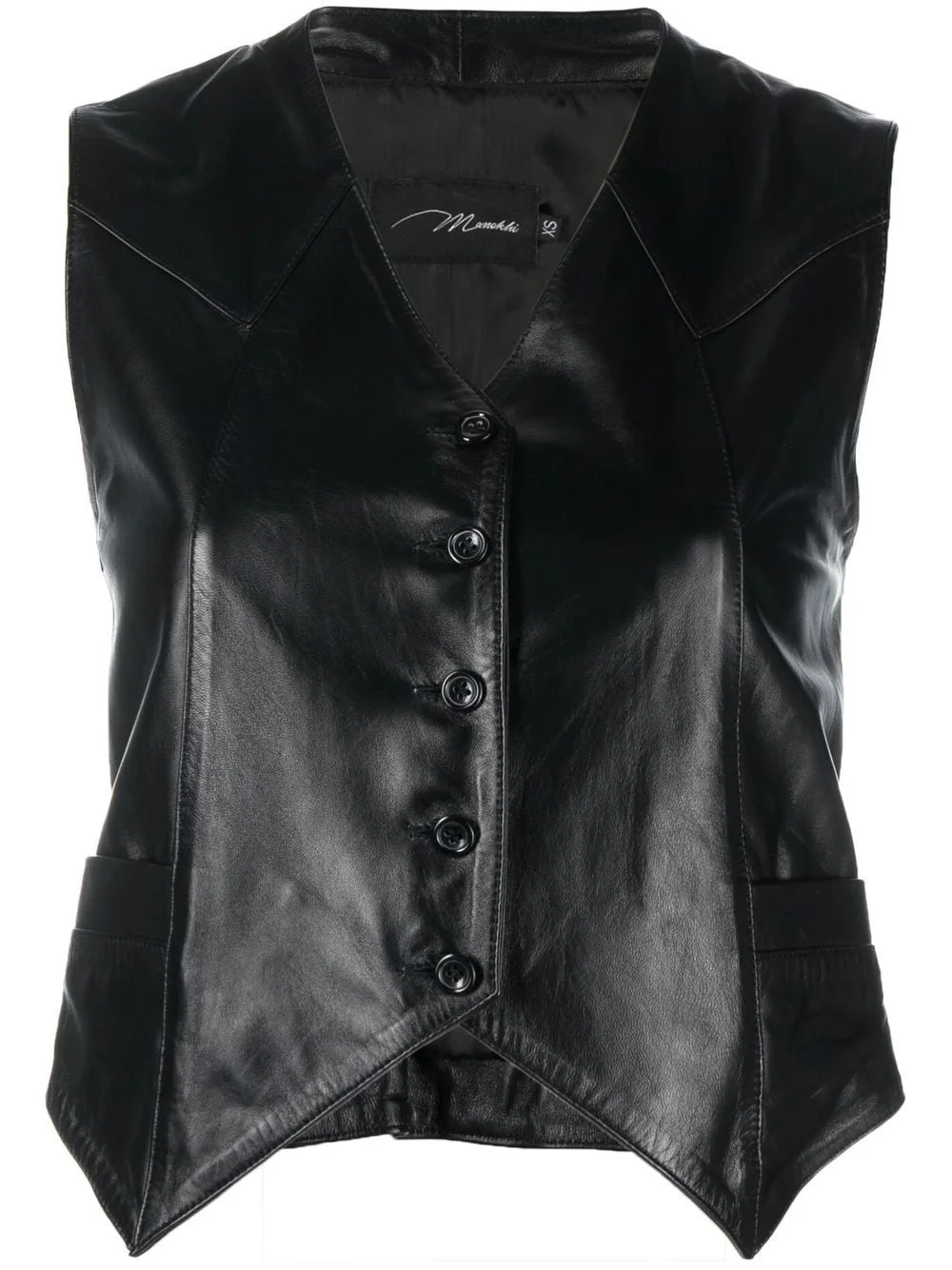 Harlow cropped leather vest - 1