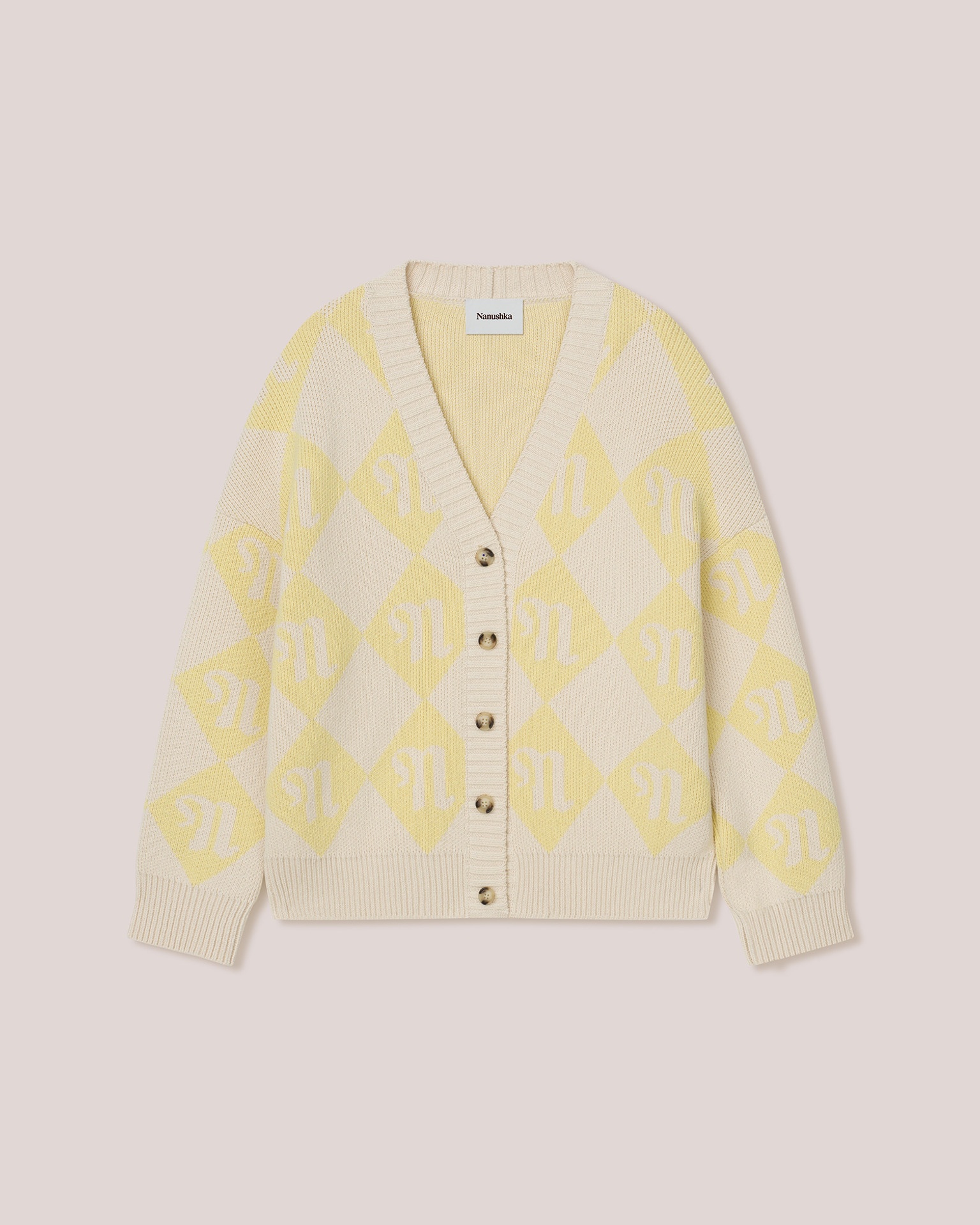 NISA - Oversized V-neck carding - Creme/Yellow - 1
