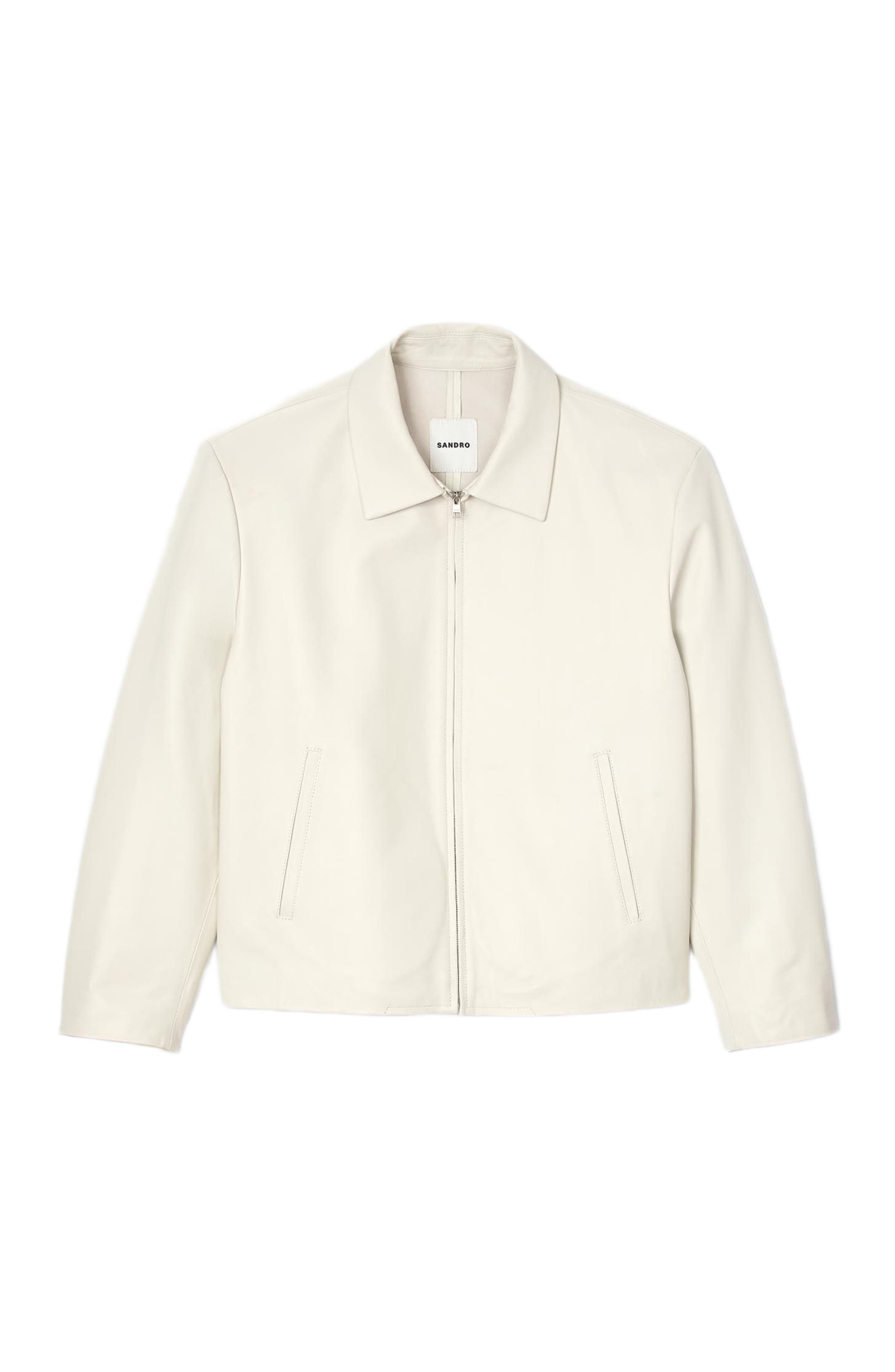 SANDRO Leather jacket in Aluminum at Nordstrom - 5